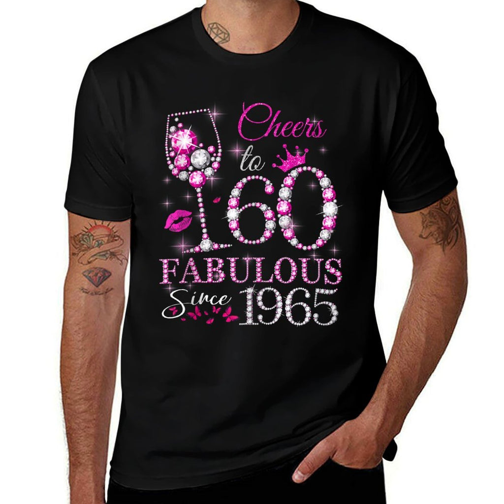 Womens Cheers to 60 Years Old EST 1965 60th Birthday Queen  Quick-drying T-Shirt