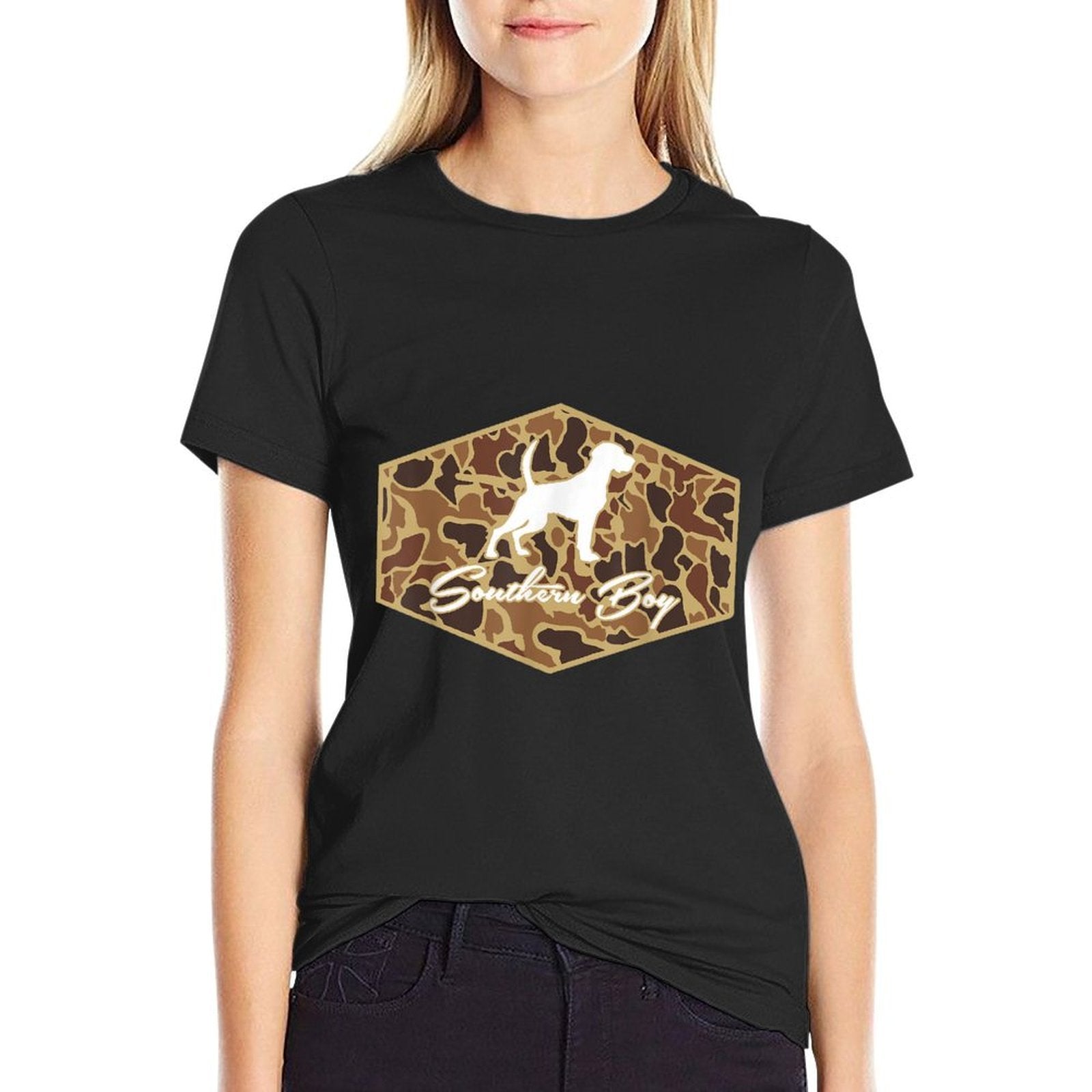 Southern Boy Camouflage Hunting Dog Hello Hunting Season  Relaxed-fit T-Shirt