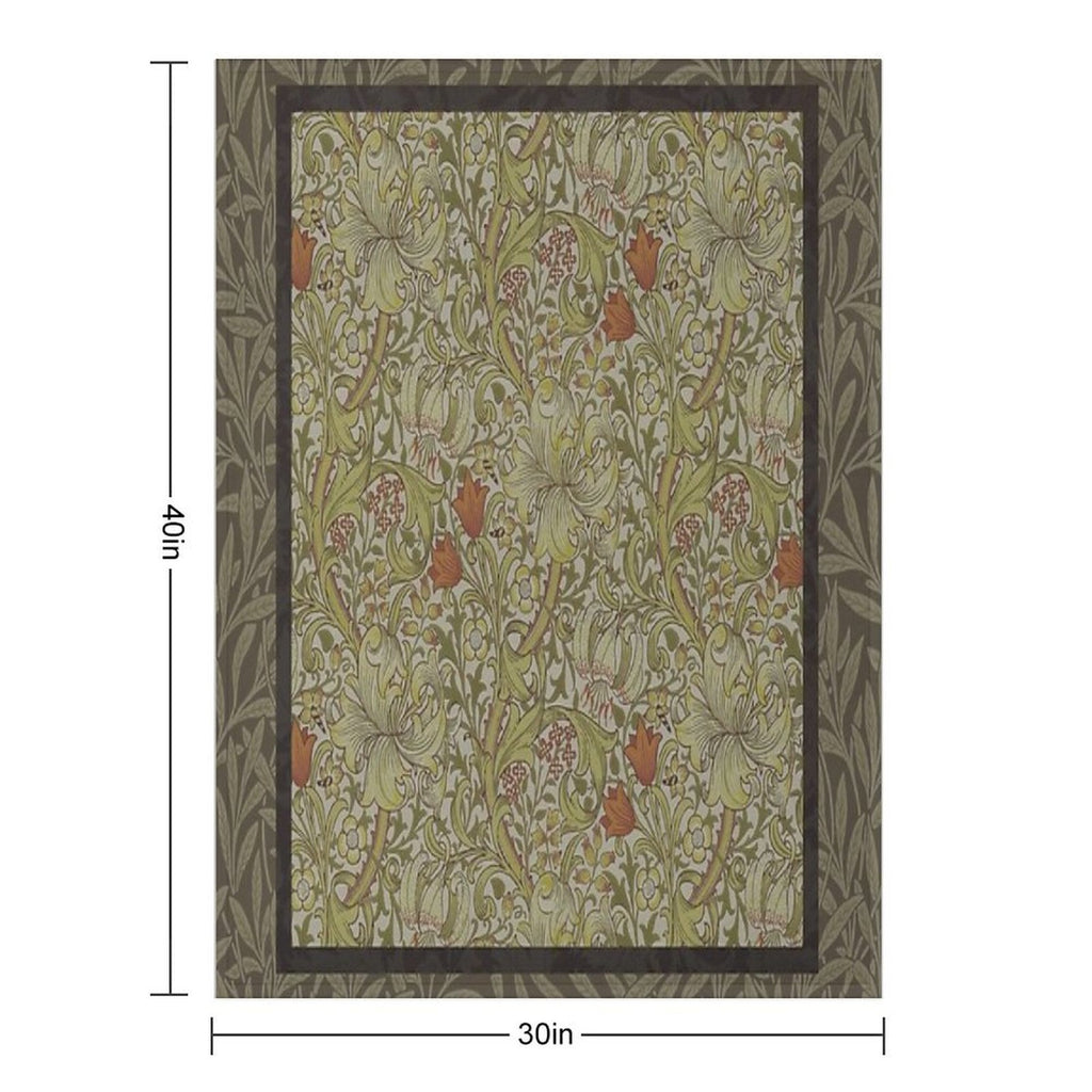 William Morris Floral Lily Willow Art Print Design Velvety-soft Throw Blanket