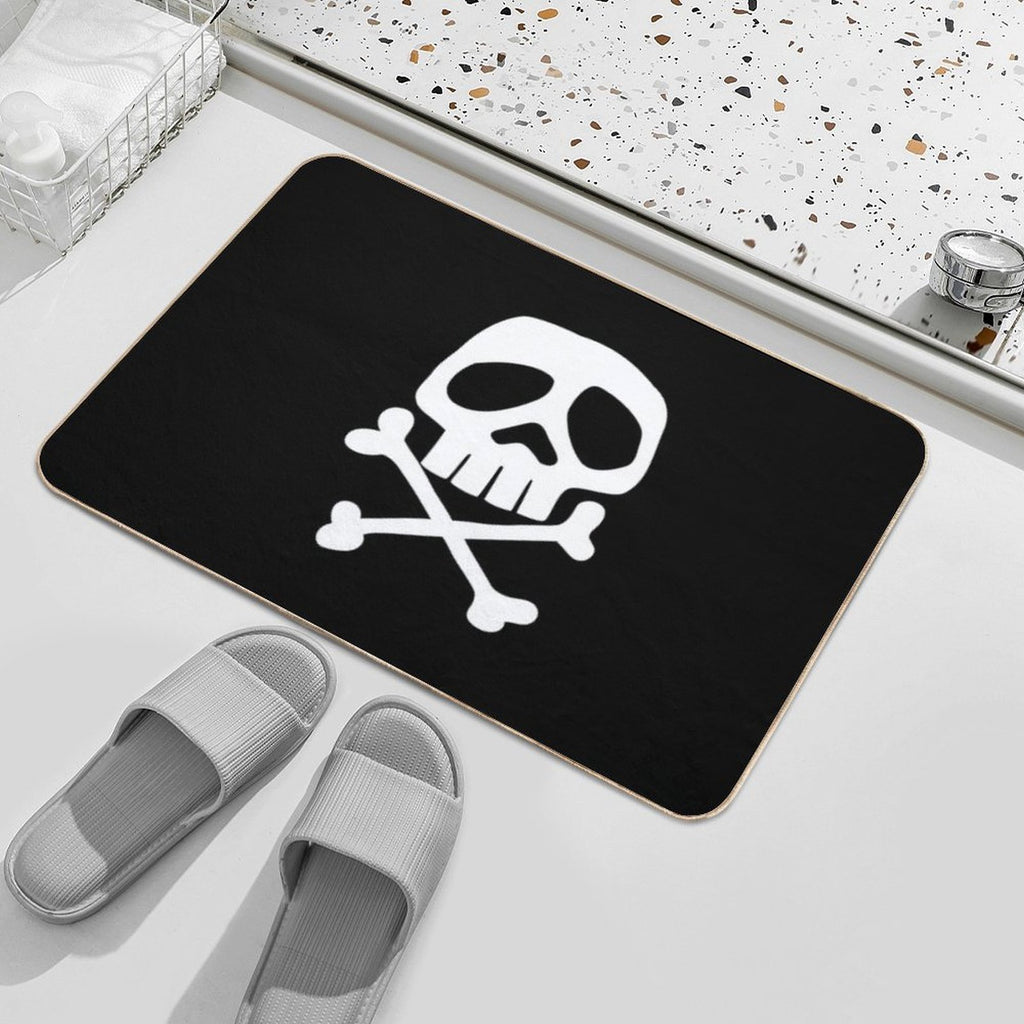 Old School Punk Rock Skull  Repositionable Bath Mat