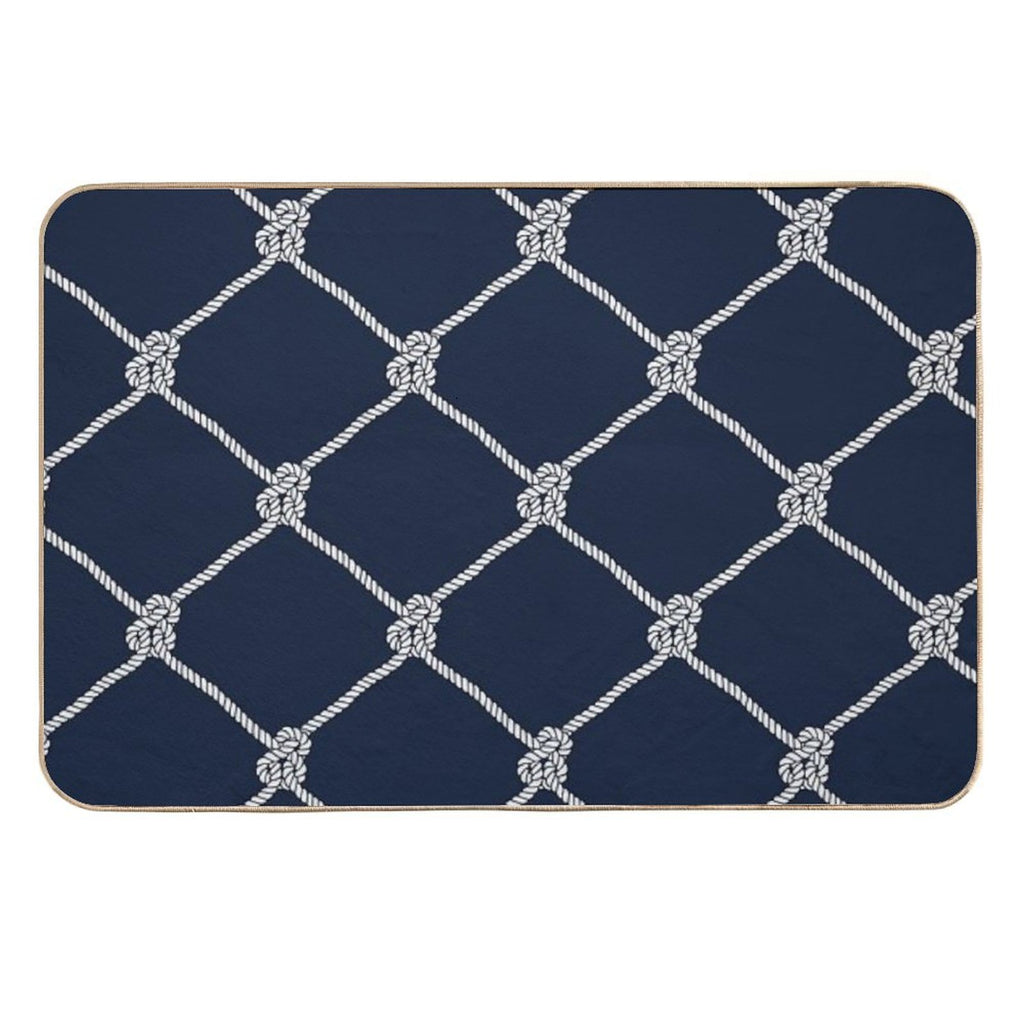 Nauti Navy Rope Pattern Durable Bath Mat