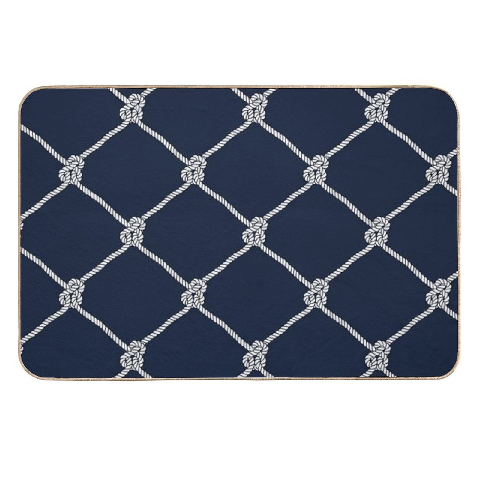 Nauti Navy Rope Pattern Durable Bath Mat