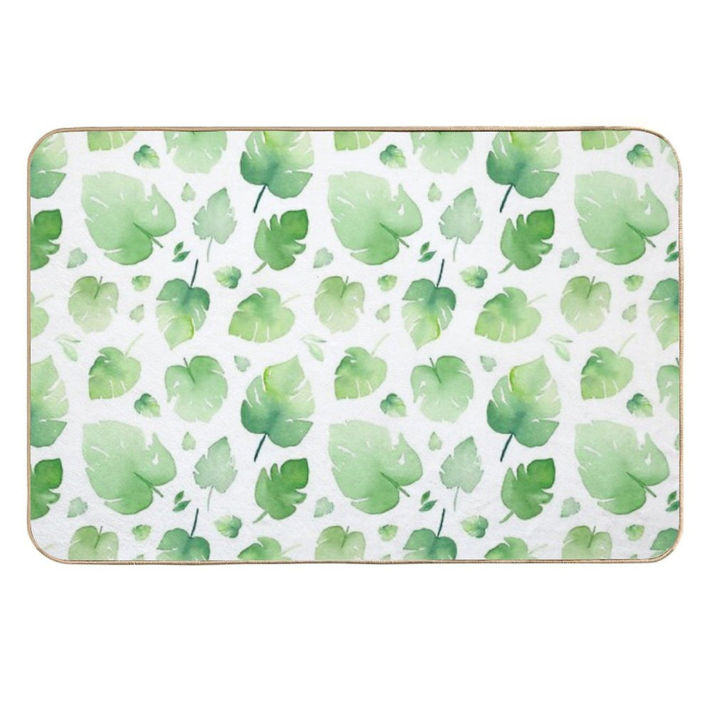 Watercolor Monstera Leaves Pattern  Long-Lasting Bath Mat