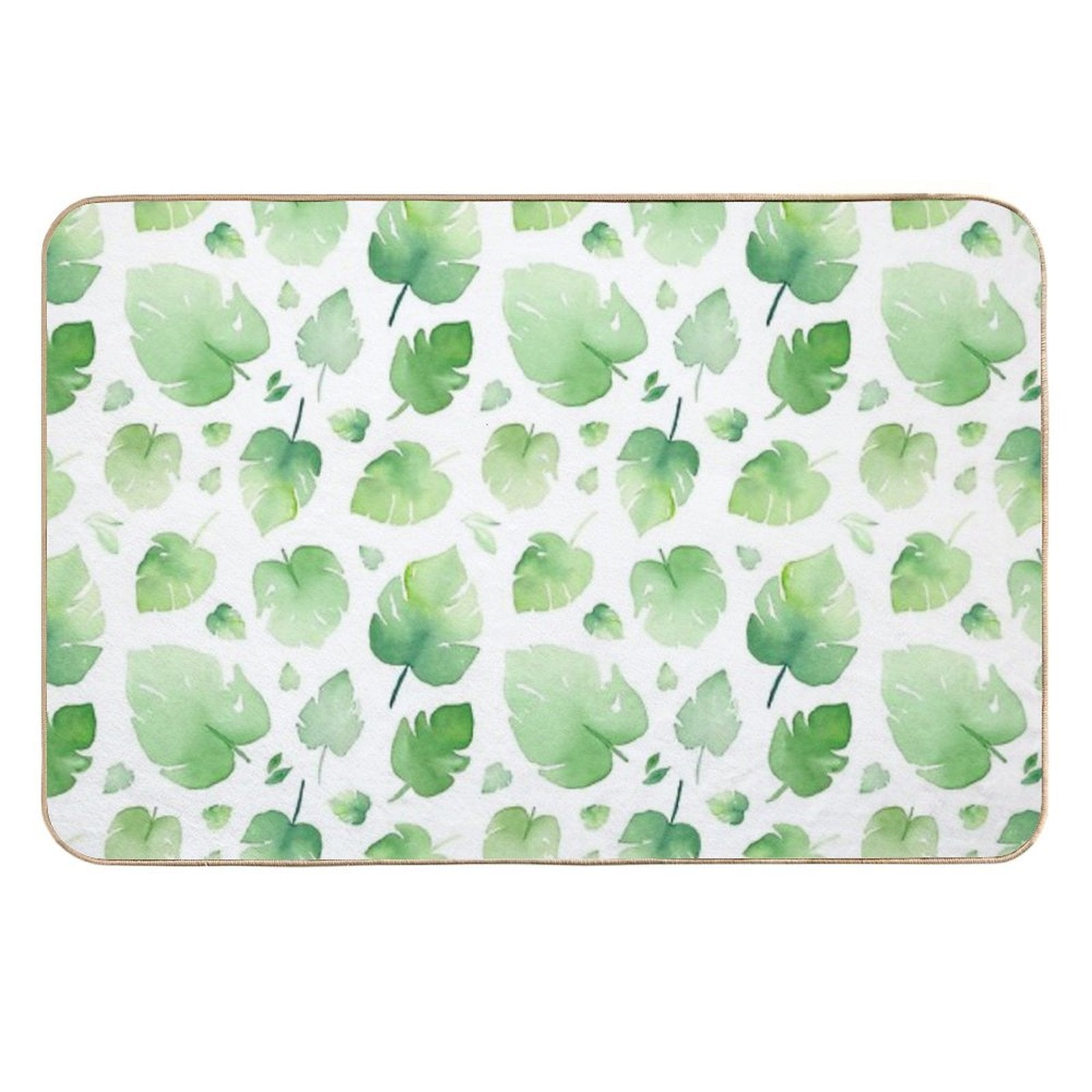 Watercolor Monstera Leaves Pattern  Long-Lasting Bath Mat