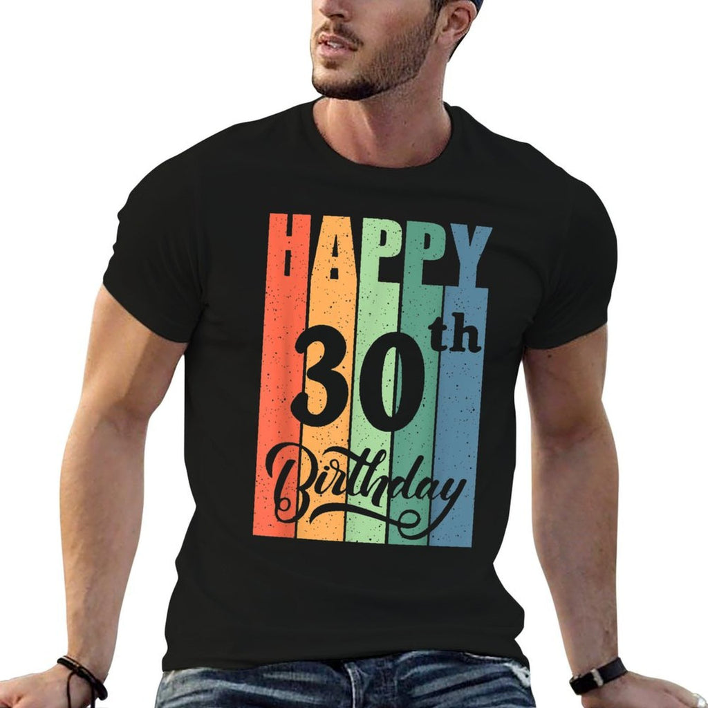 Retro Birthday Gift for 30 Years Old Happy 30th Birthday  Trendy Pattern T-Shirt