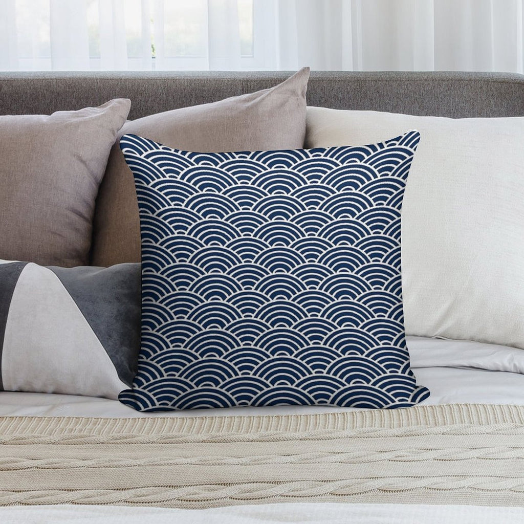 Seigaiha  Japanese Collection Soft Washable Throw Pillow