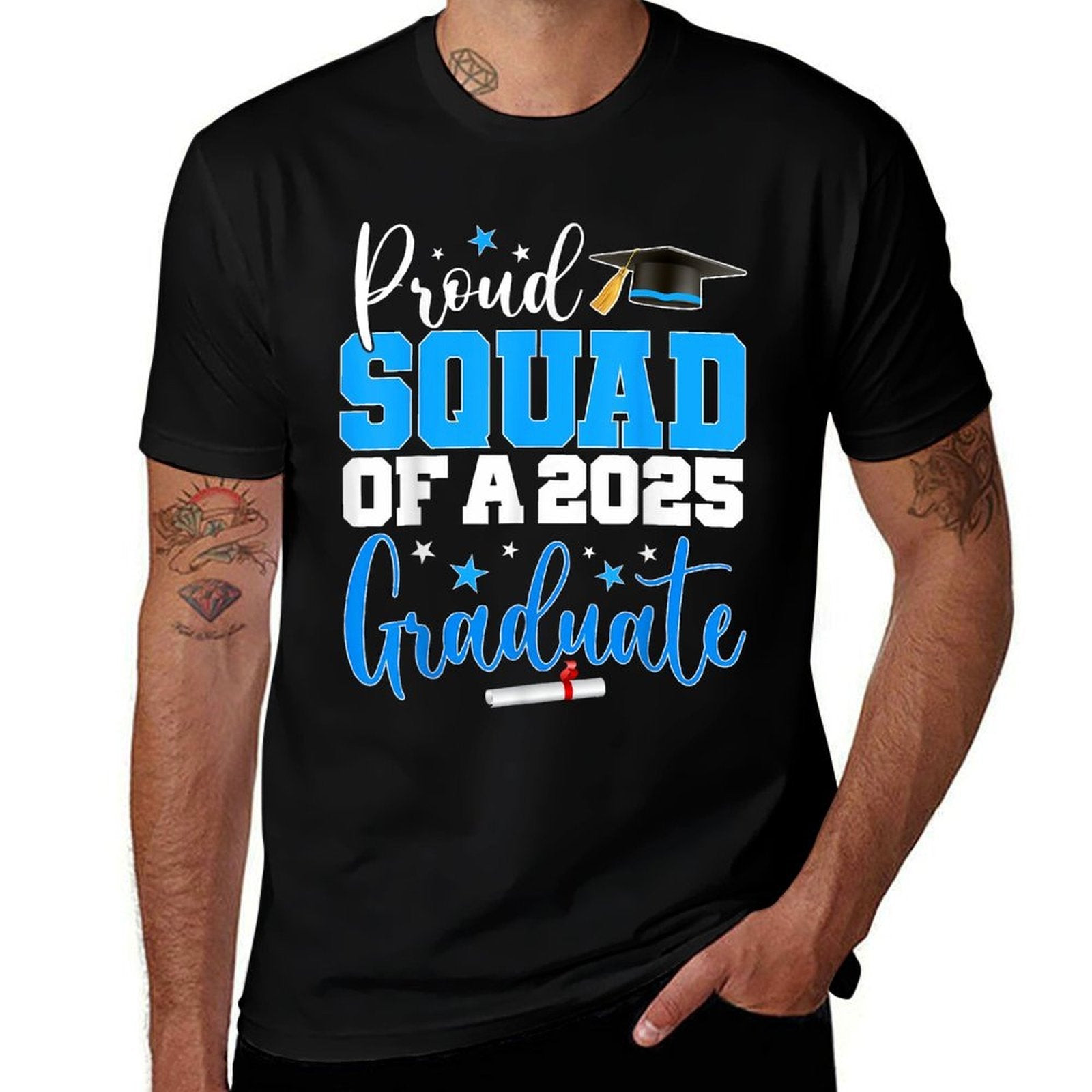 Squad Senior 2025 Proud Squad Of A Class Of 2025 Graduate  Oversized Silhouette T-Shirt