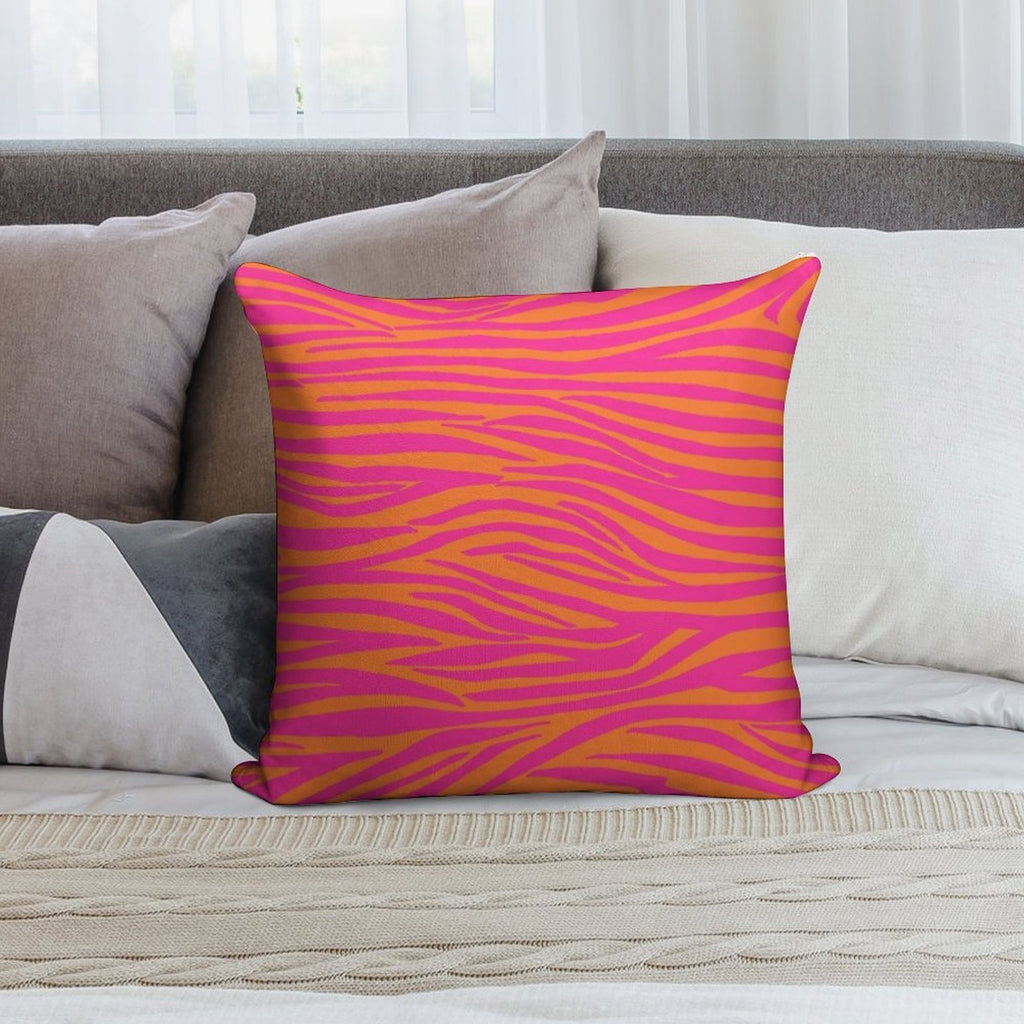 Pink And Orange Zebra Stripes Soft Gift Ready Throw Pillow