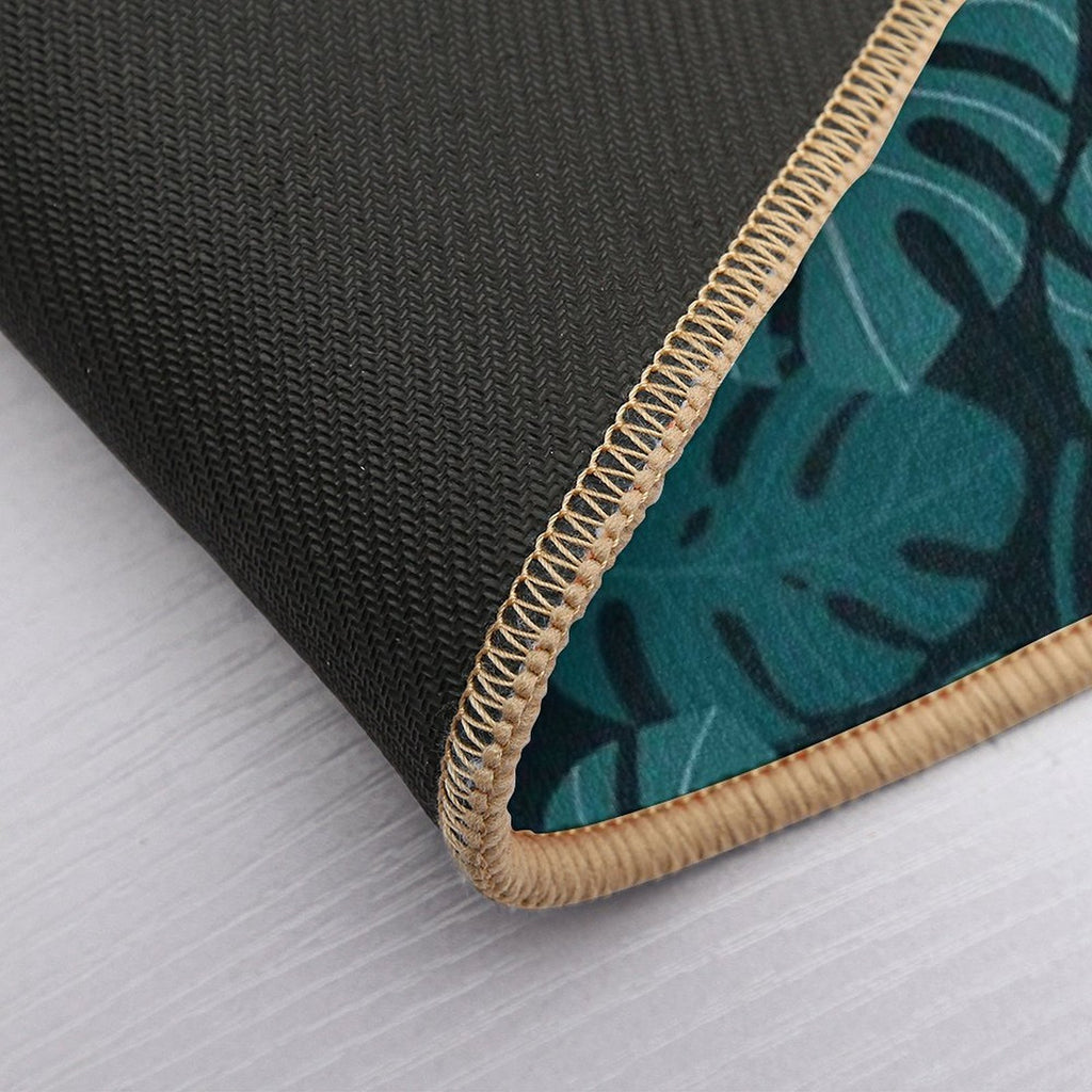 Dark Monstera  Easy To Clean Bath Mat