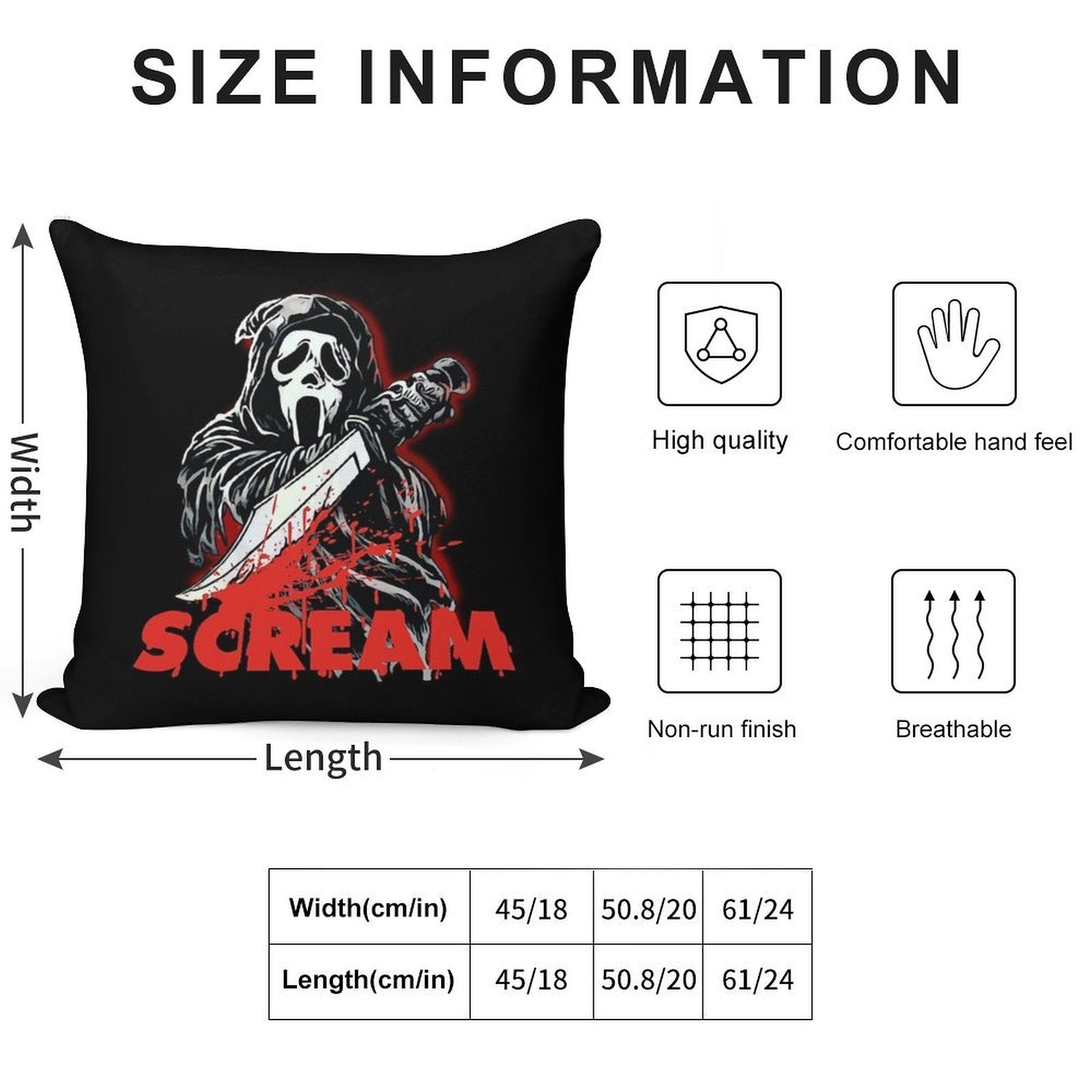 Scream Movie Soft Reinforced Edging Throw Pillow
