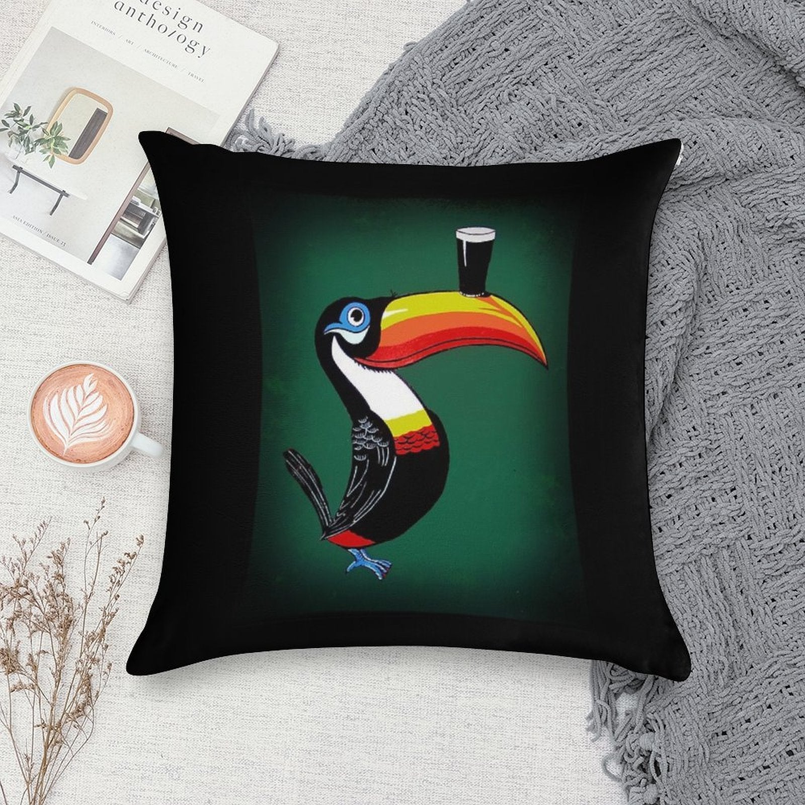 Toucan Soft Fade-Resistant Throw Pillow