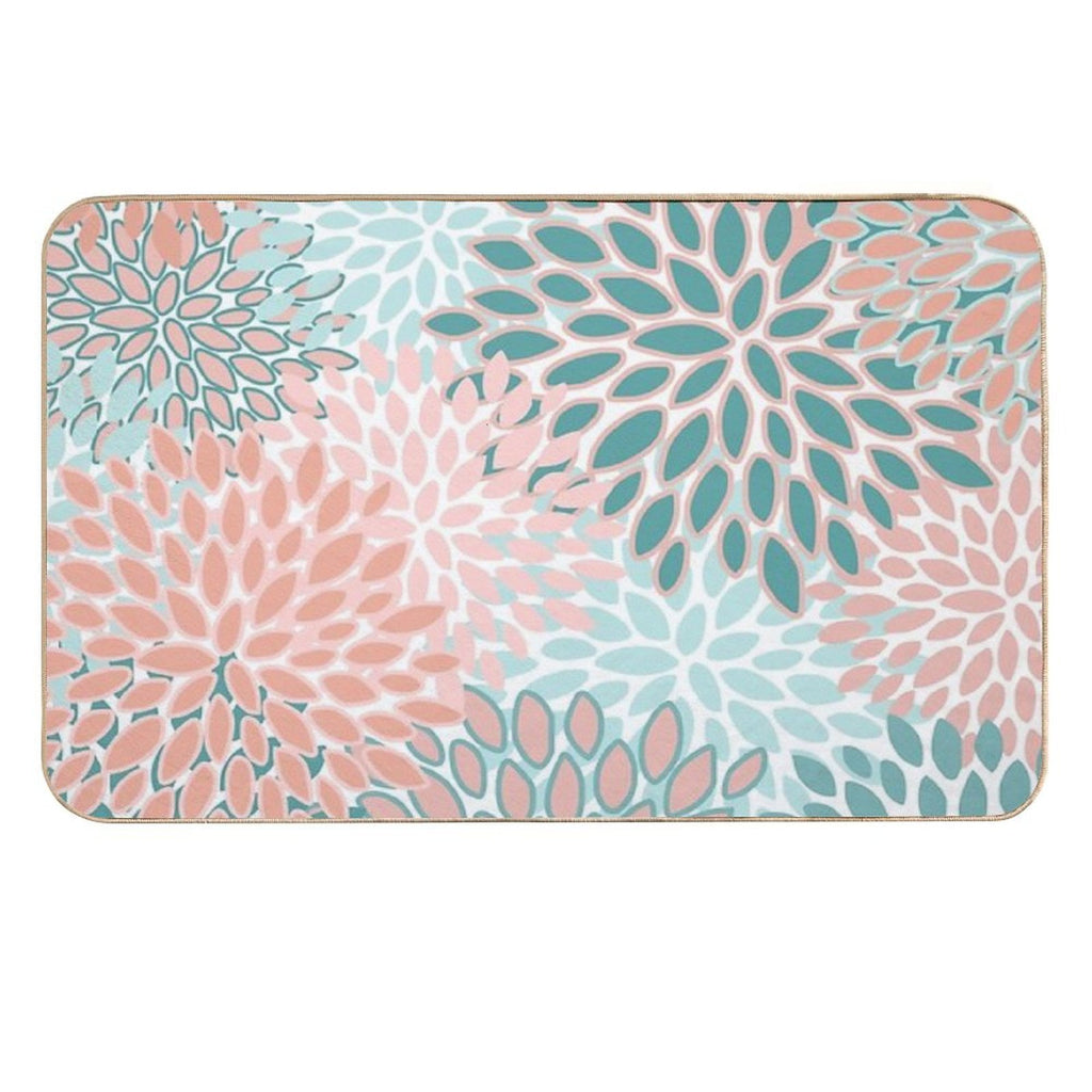 Floral Prints, Coral And Teal, Abstract Art  Versatile Bath Mat