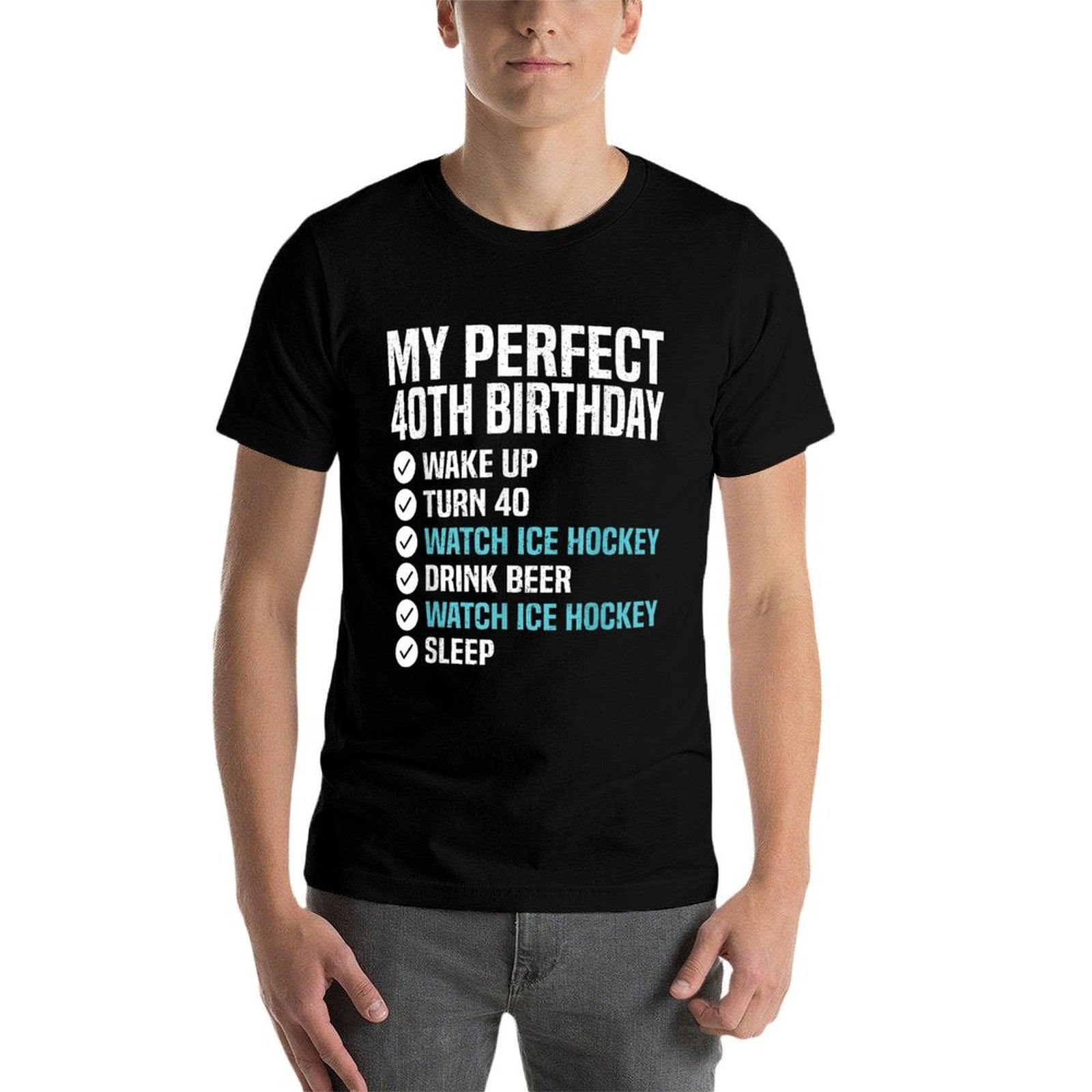 40 Years Old Perfect 40th Birthday Ice Hockey 40th Birthday  Slim-fit Cut T-Shirt