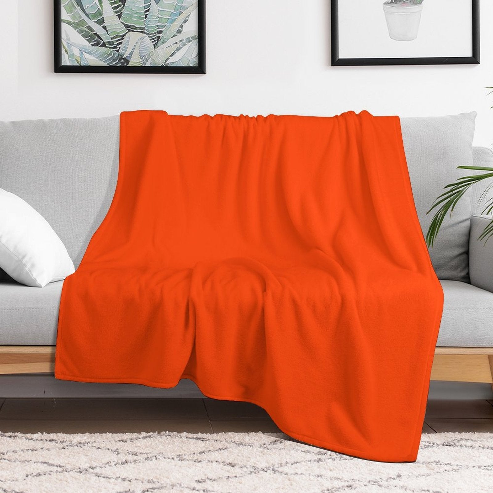 Bright Fluorescent Attack Orange Neon Eco-conscious Throw Blanket