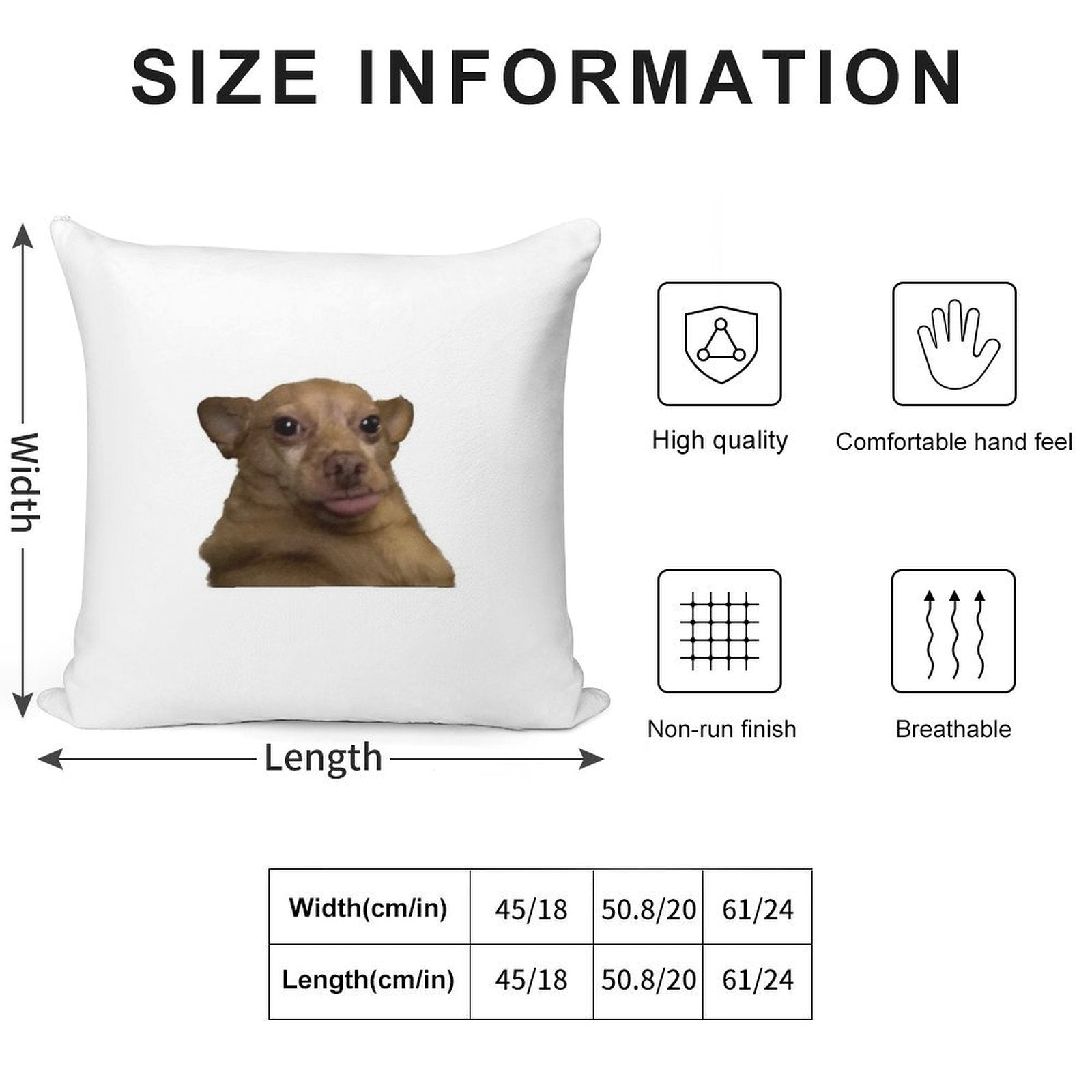 Blep Dog Soft Hidden Zipper Throw Pillow