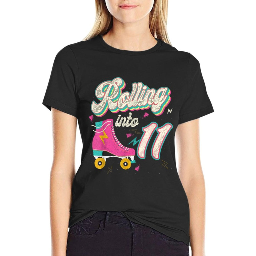 11th Birthday Roller Skates Rolling Into 11 Years Old Bday  Slim-fit Cut T-Shirt