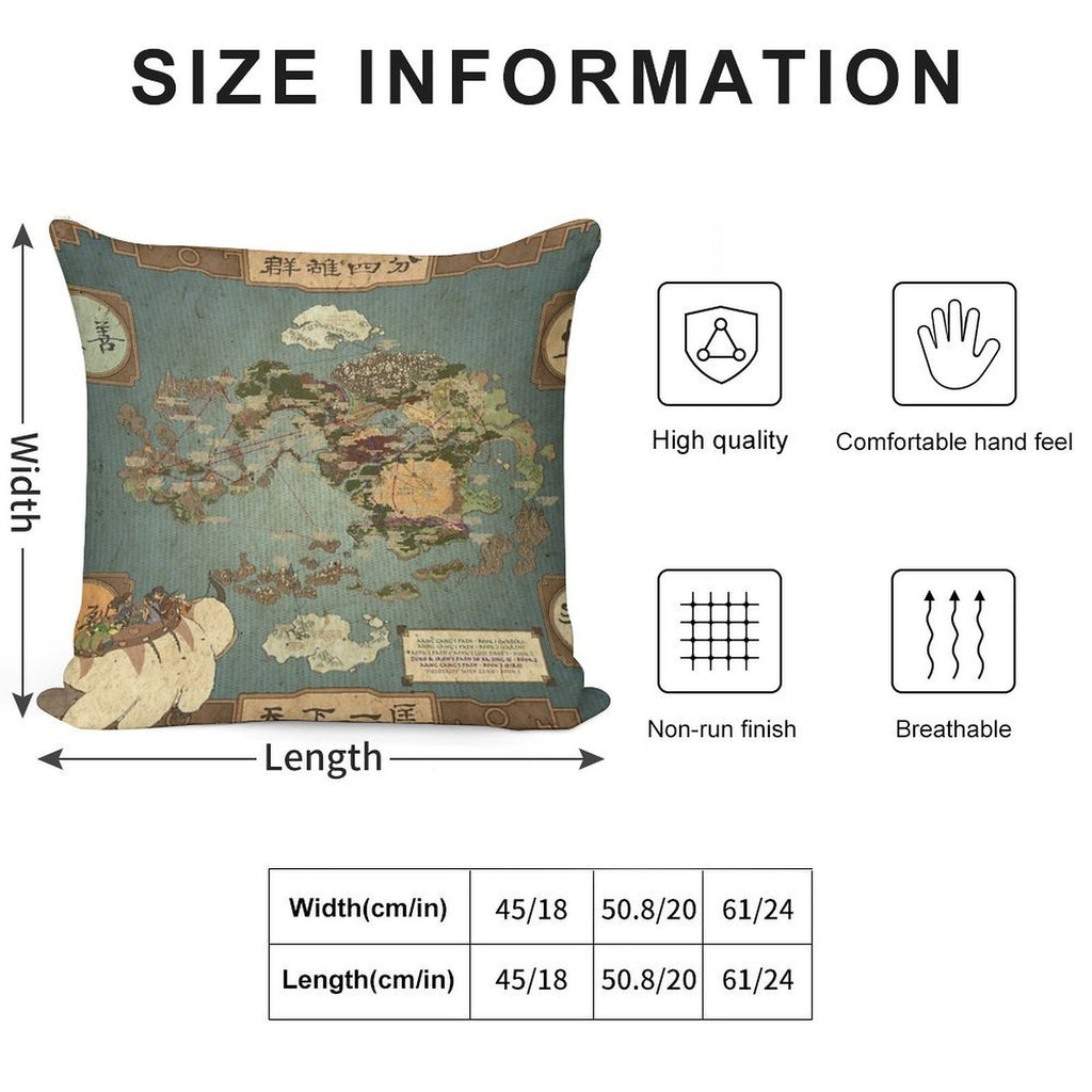 Avatar The Last Airbender Map Soft Durable Construction Throw Pillow