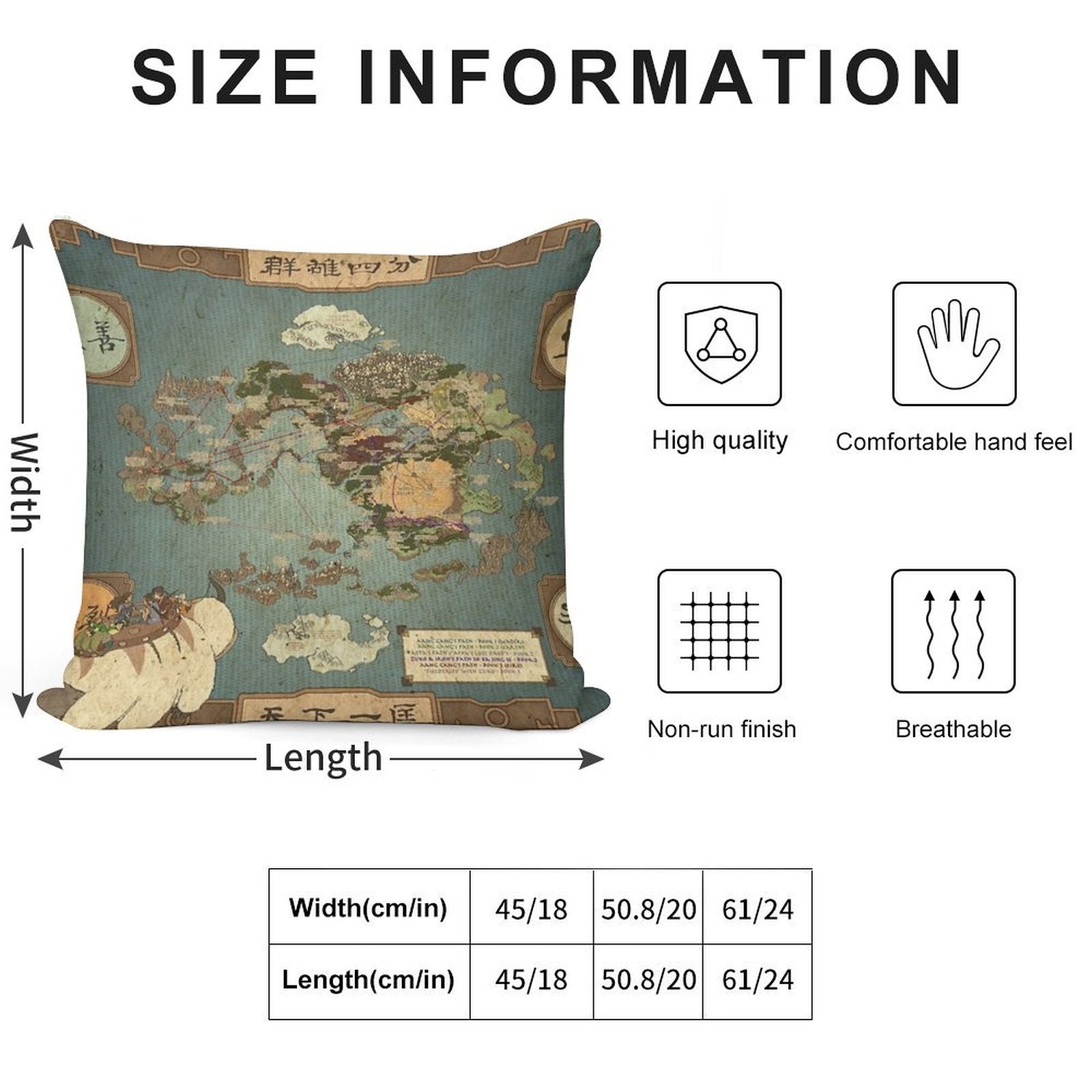 Avatar The Last Airbender Map Soft Durable Construction Throw Pillow