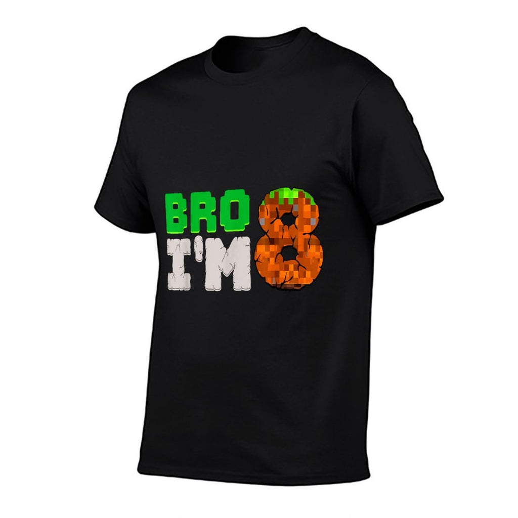 Birthday Boy 8th Birthday 8 Year Old Game Pixel Number  Ribbed Collar T-Shirt