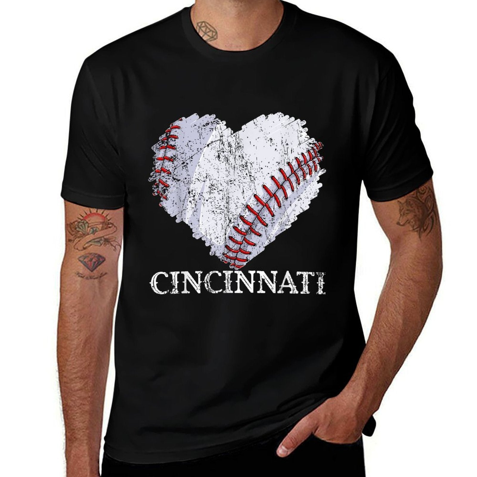 Cincinnati Retro Baseball Lover Game Day Men Boys Girls  Trendy Pattern T-Shirt