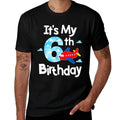 It's My 6th Birthday Airplane Pilot 6 Years Old Boy Girl  Ribbed Collar T-Shirt