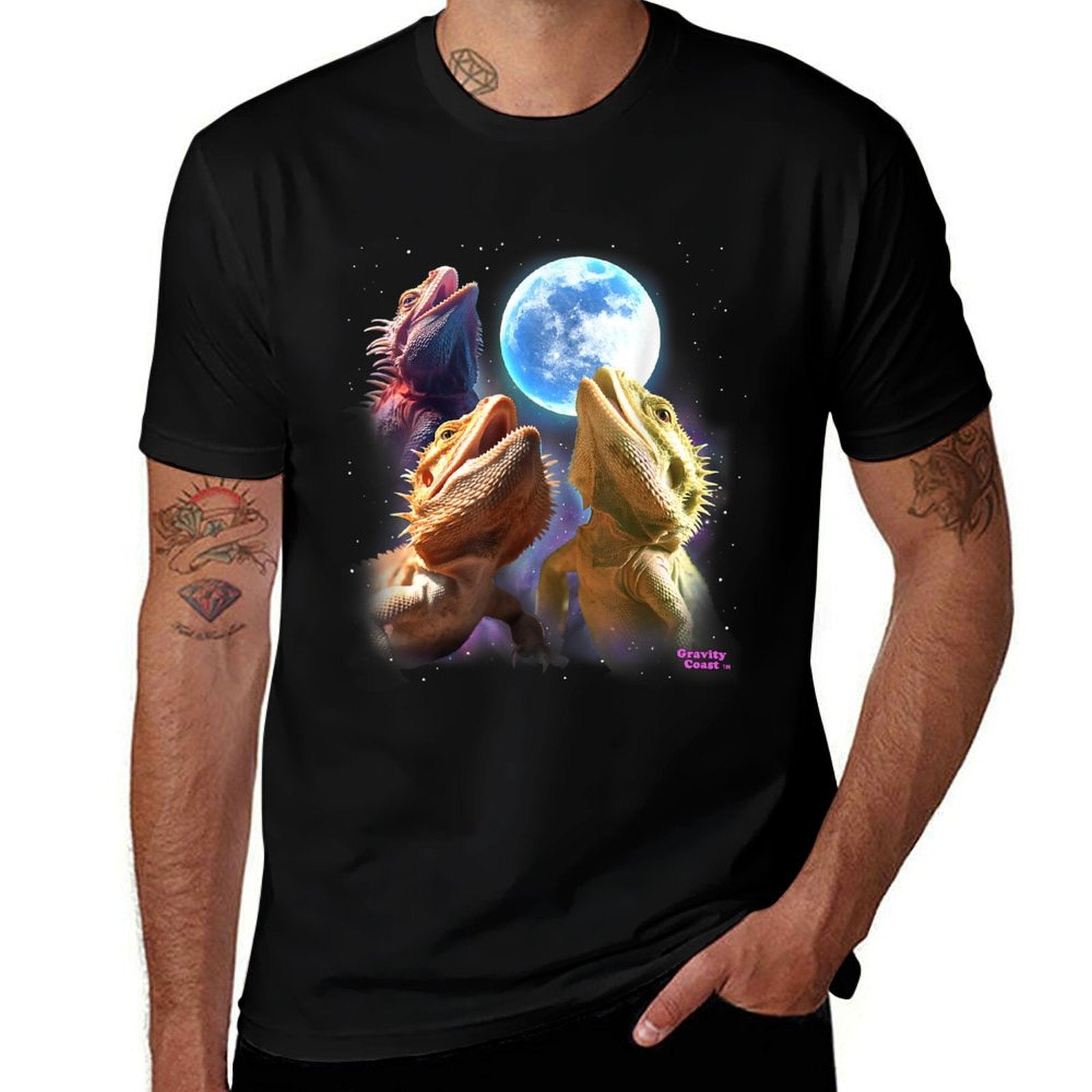 Bearded Dragons Lizards Howling at The Moon Beardies  Classic T-Shirt