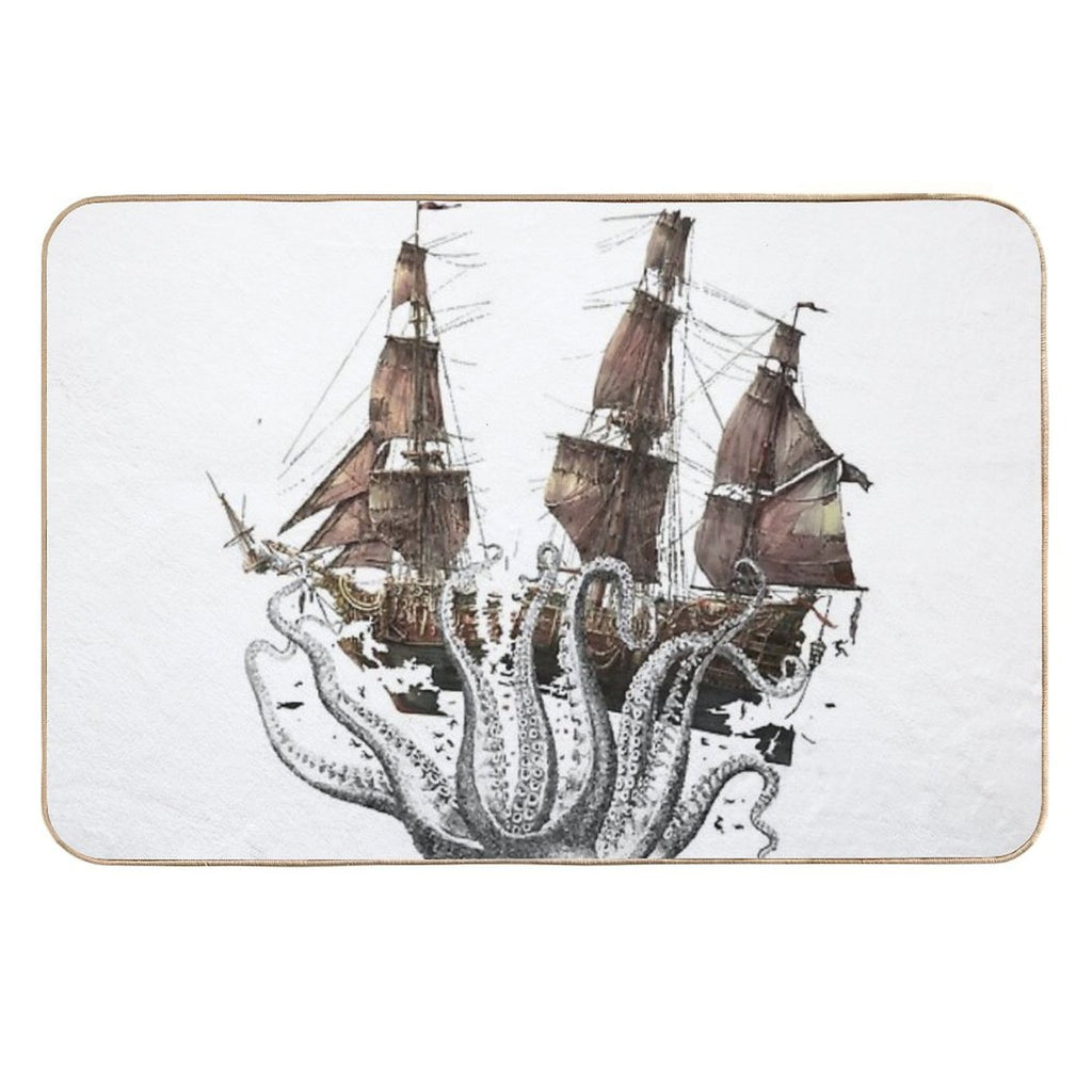 Octopus 20,000 Tentacles Under The Sea B  Stain-Proof Bath Mat
