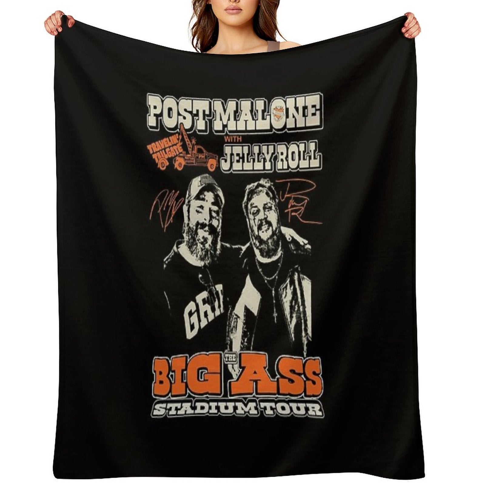 Post Malone Jelly Roll Concert Tour Album Cover Poster Travel-friendly Throw Blanket