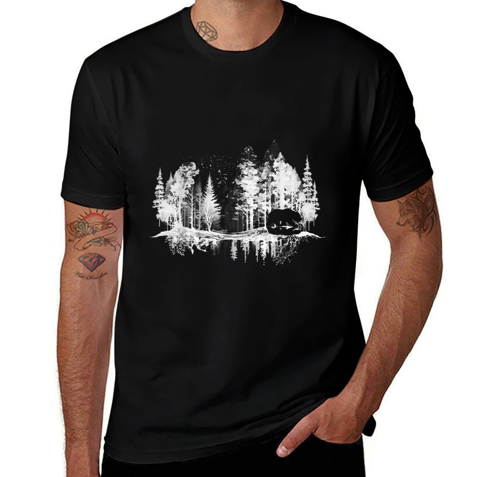 Trees Reflection Wildlife Nature Animal Bear Outdoor Forest  Versatile T-Shirt