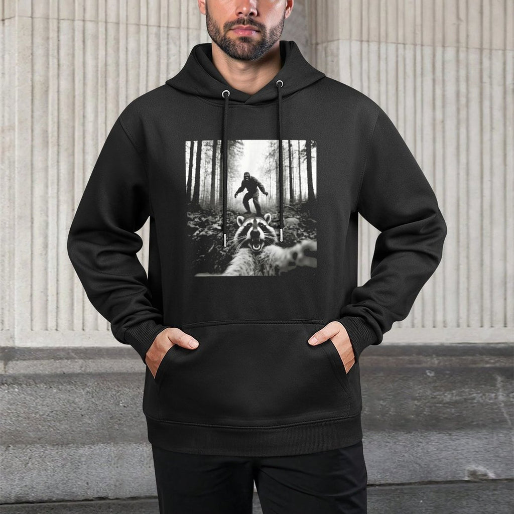 Funny Raccoon Selfie with Sasquatch Bigfoot Unisex Design Hoodie