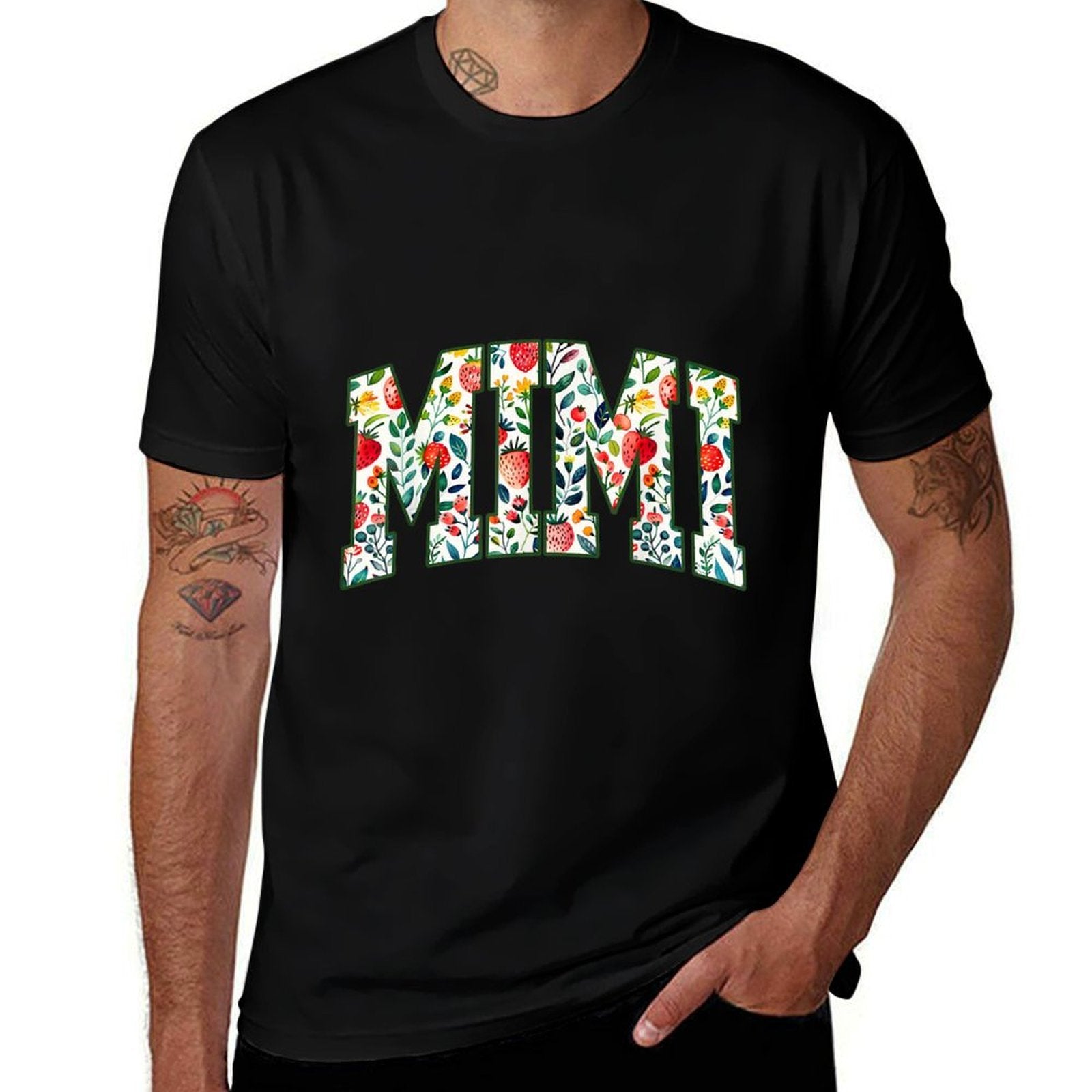 Floral Strawberry Mimi Christmas Grandma To Be Mothers Day  Eco-friendly Material T-Shirt