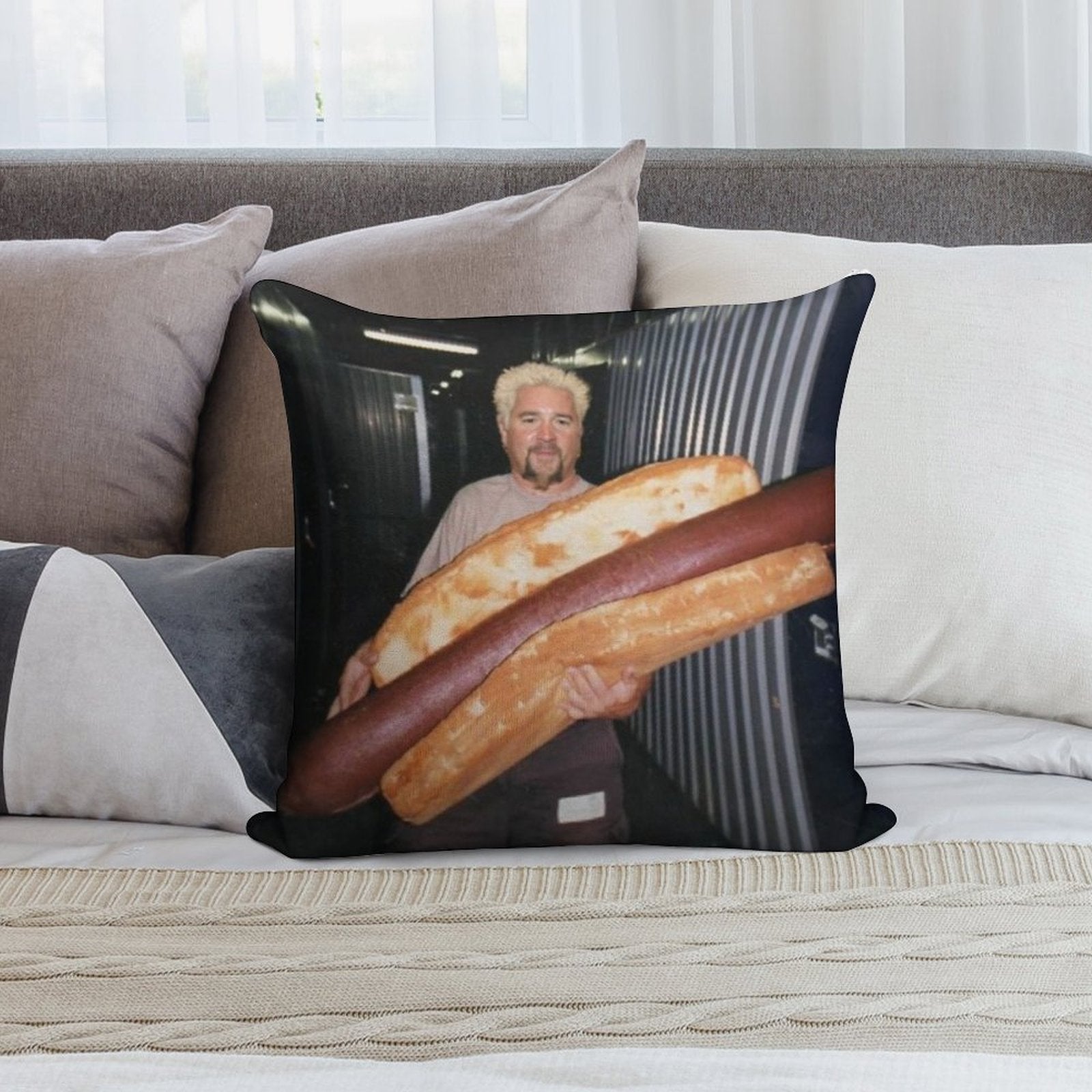 Guy Fieri And His Wieney Soft Home Decor Throw Pillow