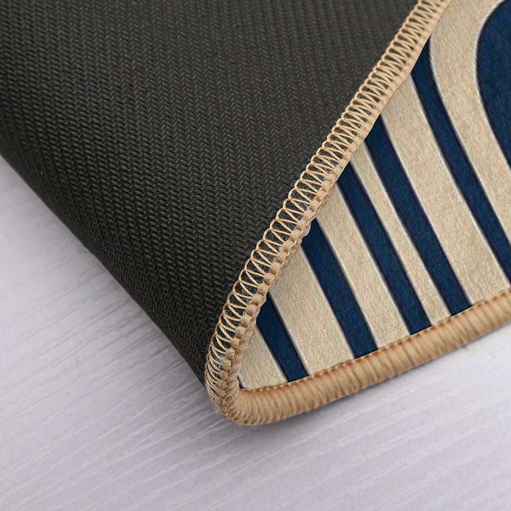 Midcentury Modern Confaab Abstract Pattern in Mid Mod Navy Blue And Beige  Stain-Proof Bath Mat