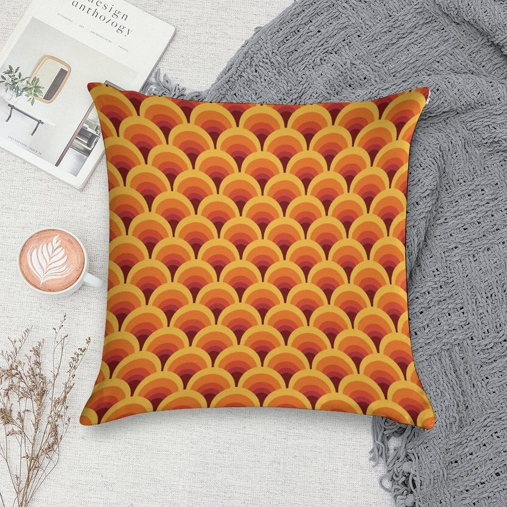 Orange Wave Gradient Retro Pattern Soft Anti-Pilling Throw Pillow