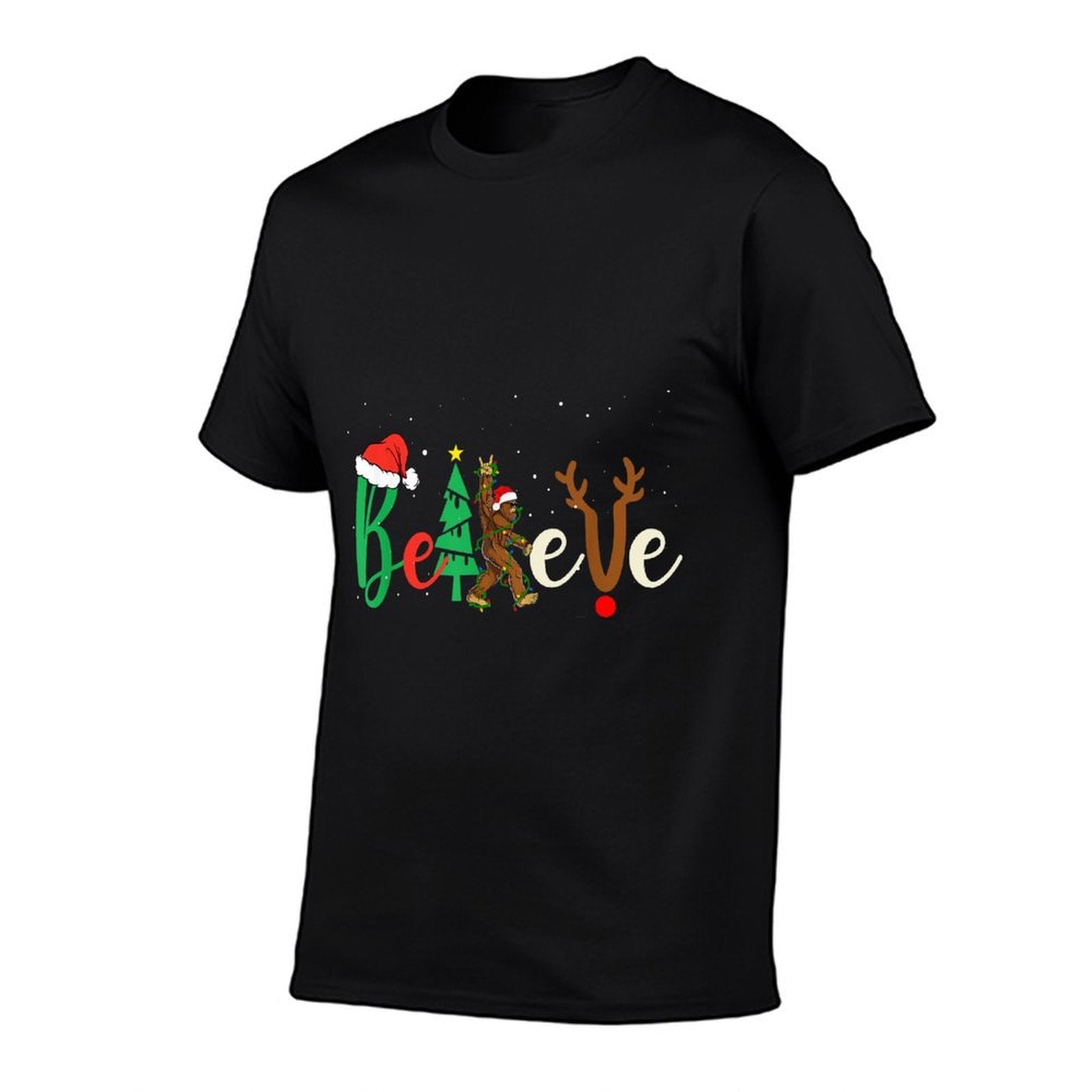 Believe Bigfoot Christmas Sasquatch Xmas Men Women Kids  Heathered Texture T-Shirt