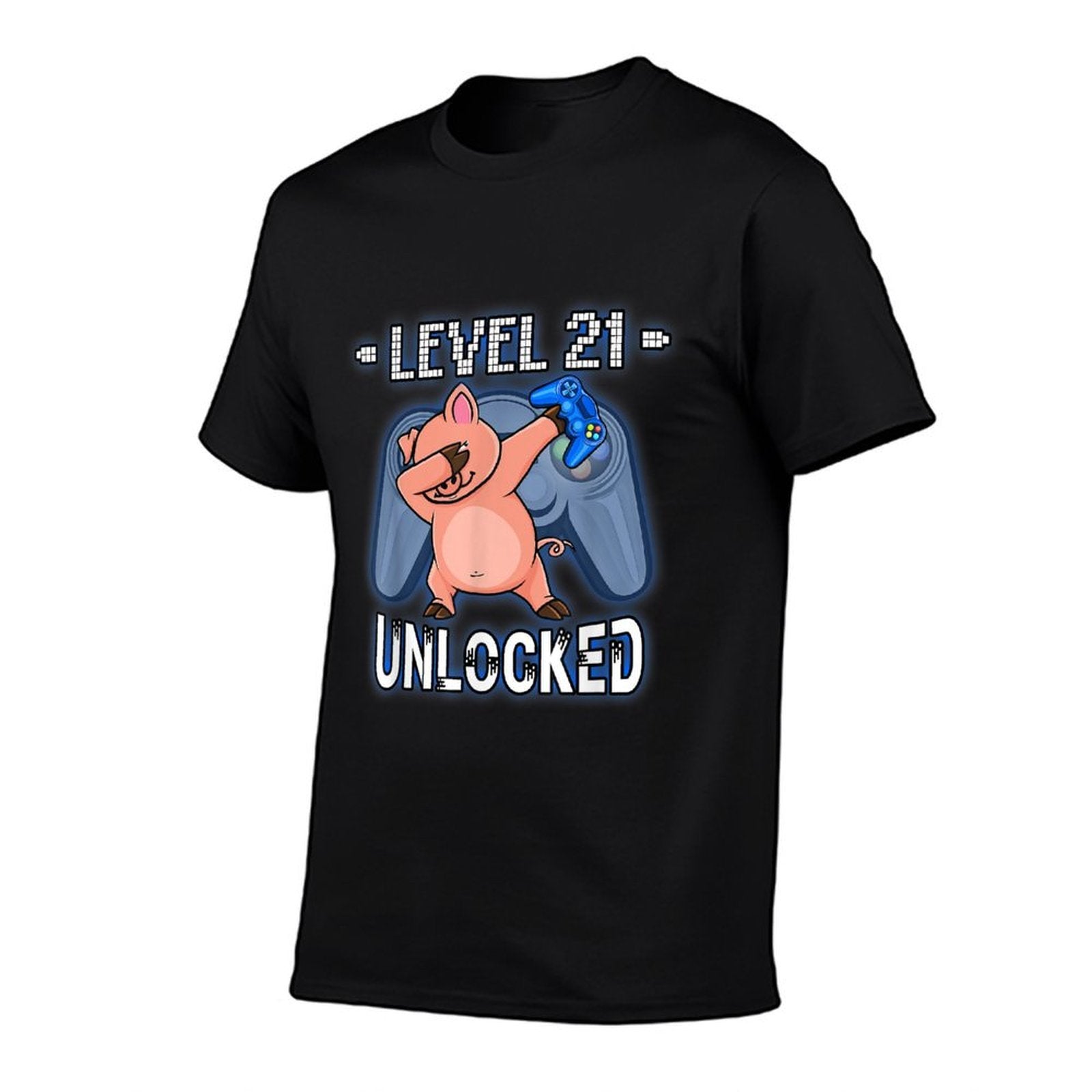 Level 21 Unlocked - Funny Dabbing Pig Gamer 21st Birthday  Cotton T-Shirt
