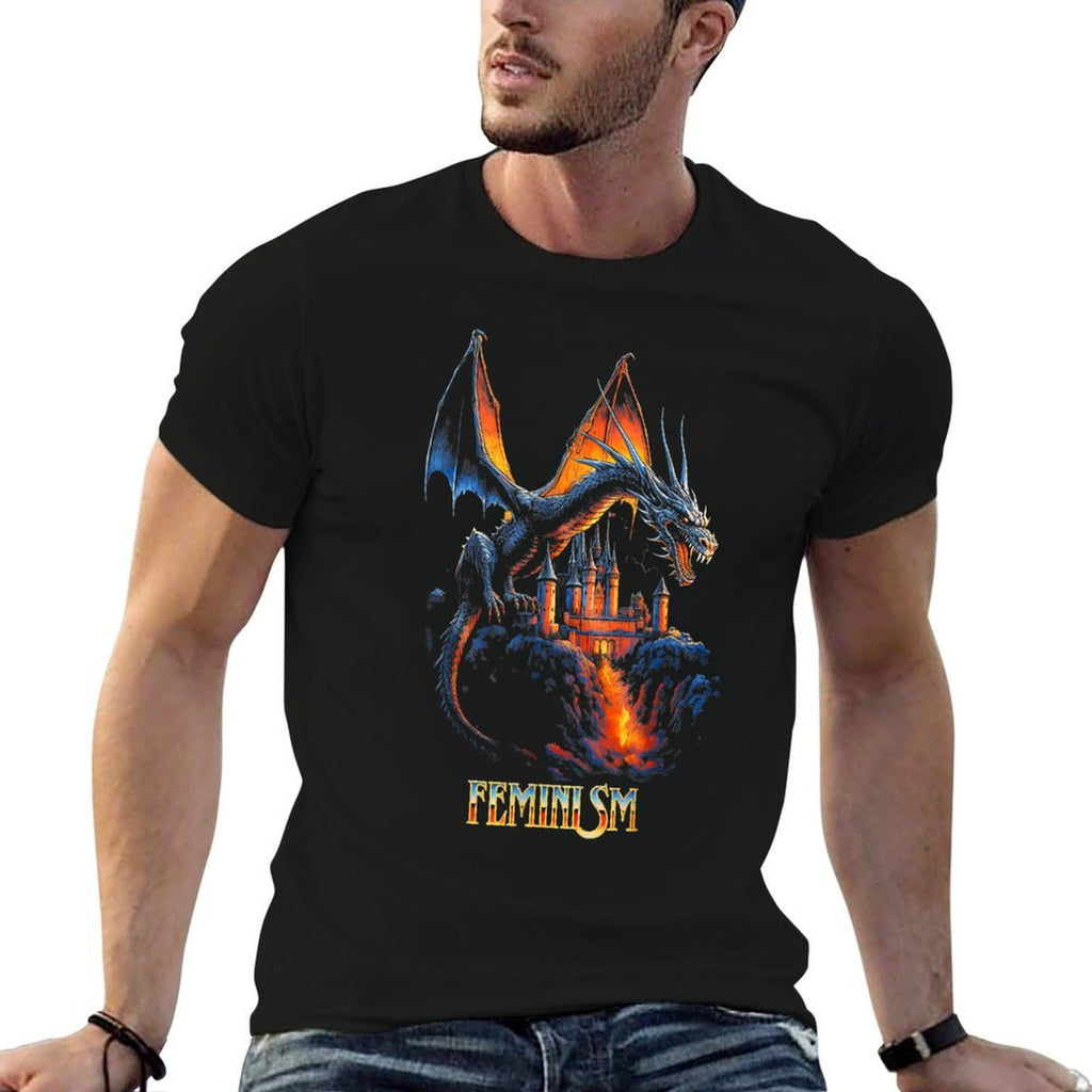 Feminism Dragon  VINTAGE FUNNY Feminism Dragon  Relaxed-fit T-Shirt