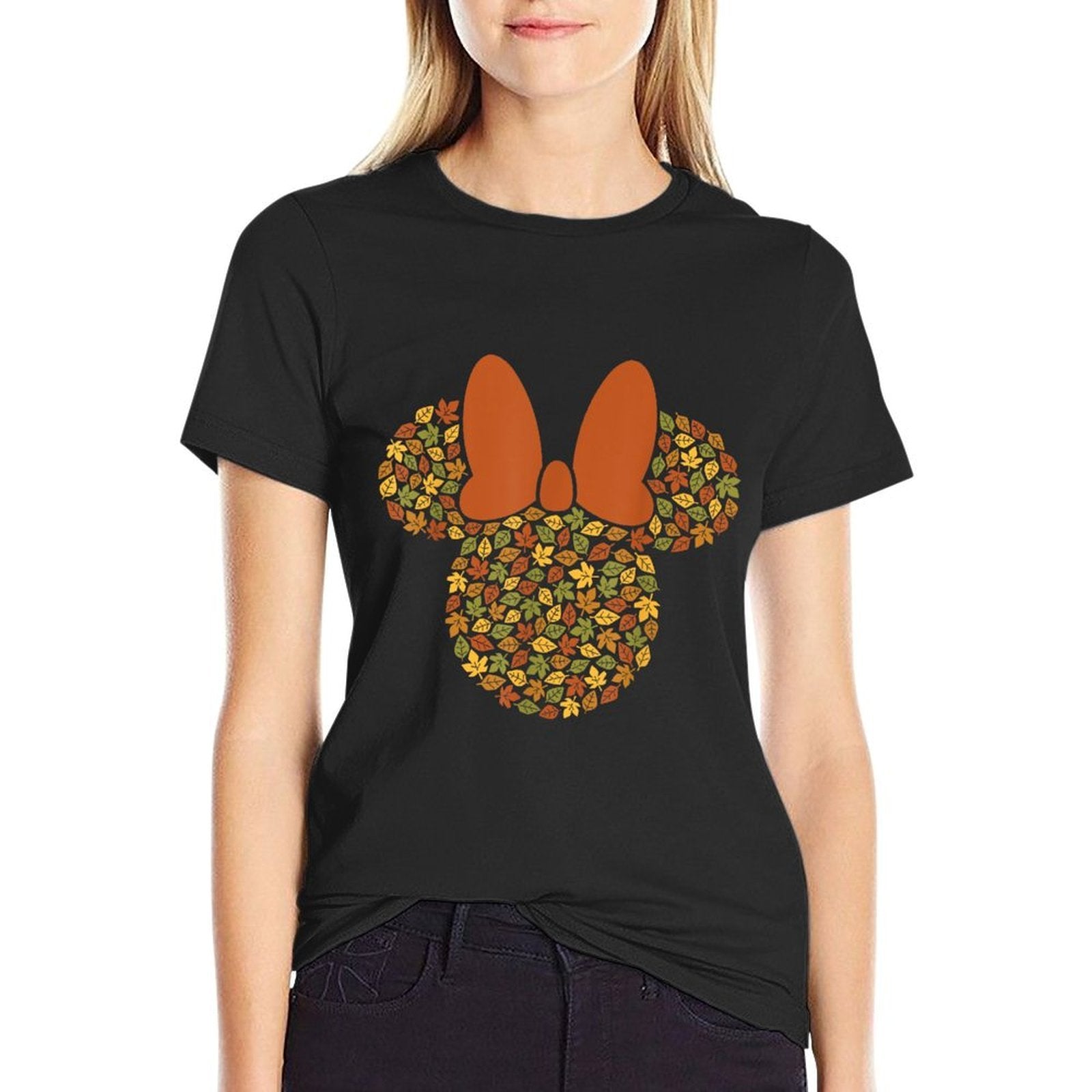 Disney Minnie Mouse Icon Autumn Fall Leaves  Wrinkle-resistant T-Shirt