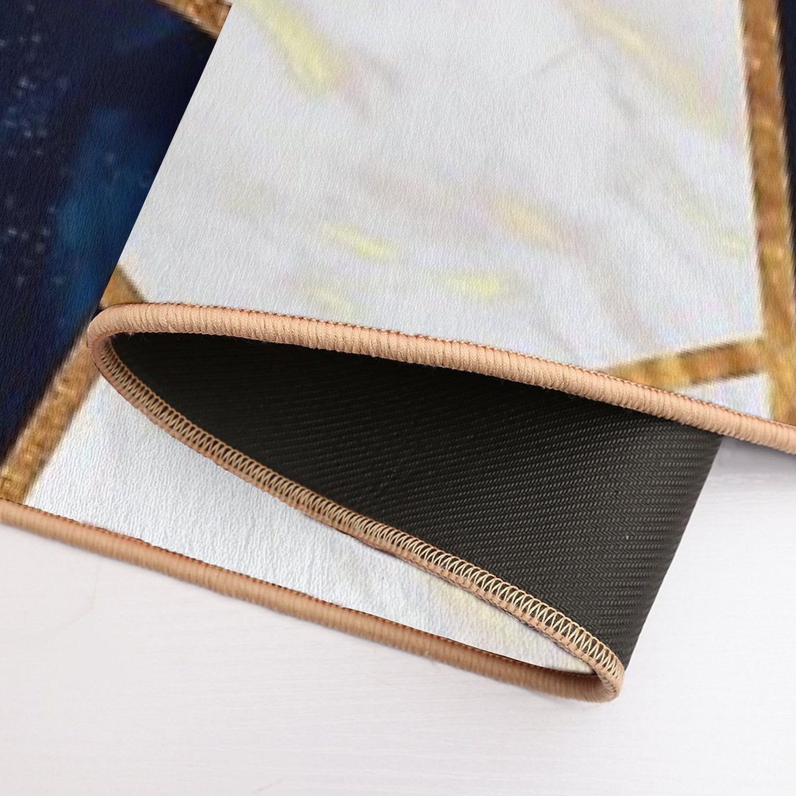 Navy Gold Stone Geometric Marble  Odorless Bath Mat