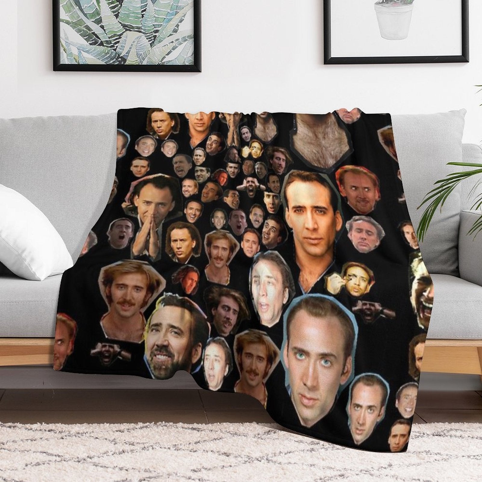 Nicholas Cage Faces Pattern - Nicolas Cage - Nick Cage - Nic Cage Faces Pattern Comfort Throw Blanket