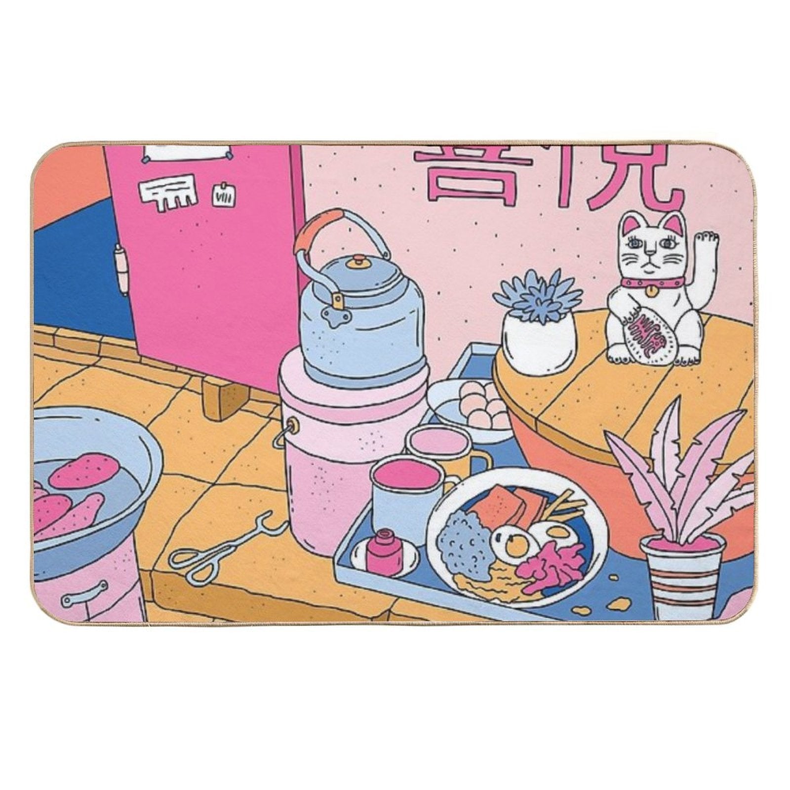 MANEKI STREET FOOD  Fade-Resistant Bath Mat