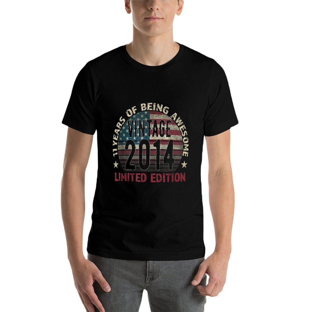 11th Birthday Gift Boy Vintage Born 2014 Turning 11 Year Old  Durable T-Shirt