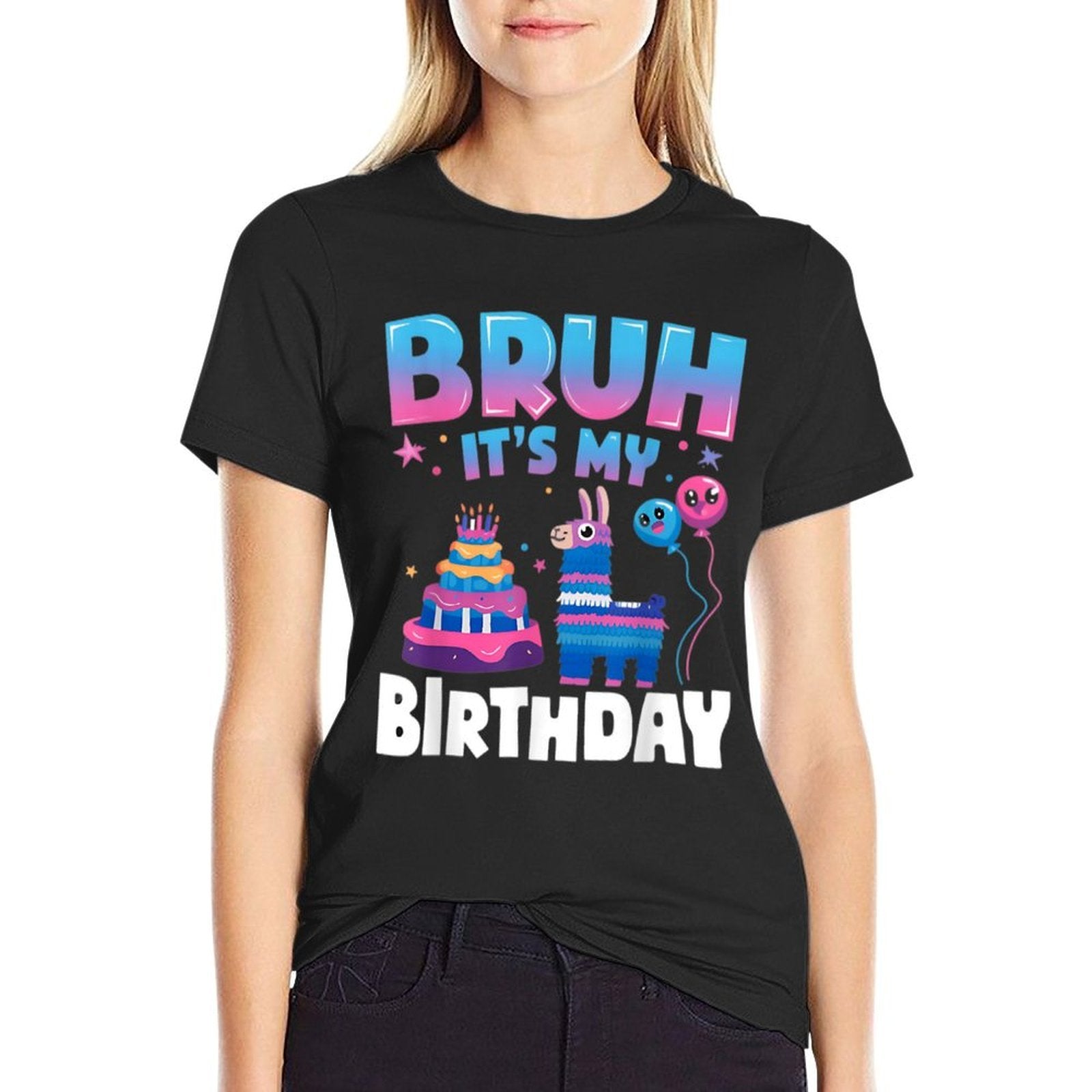 Bruh It's My Birthday Llama Pinata Kids Party  Slim-fit Cut T-Shirt