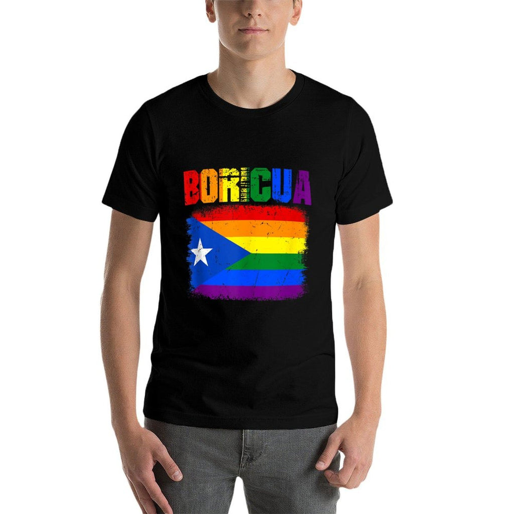 Retro Boricua Gay LGBTQ Pride Ally Puerto Rican Rainbow  Breathable T-Shirt