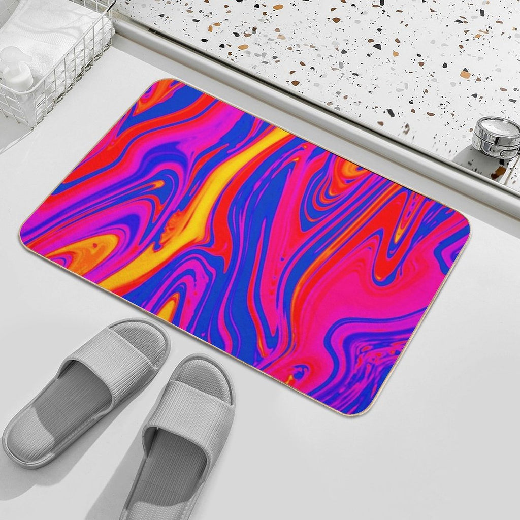 Psychedelic Liquid Marble Swirls  Eco-Friendly Bath Mat