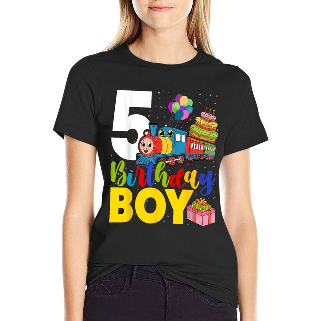 Kids 5th Birthday Train Boys 5 Years Old I'm Five  Durable T-Shirt