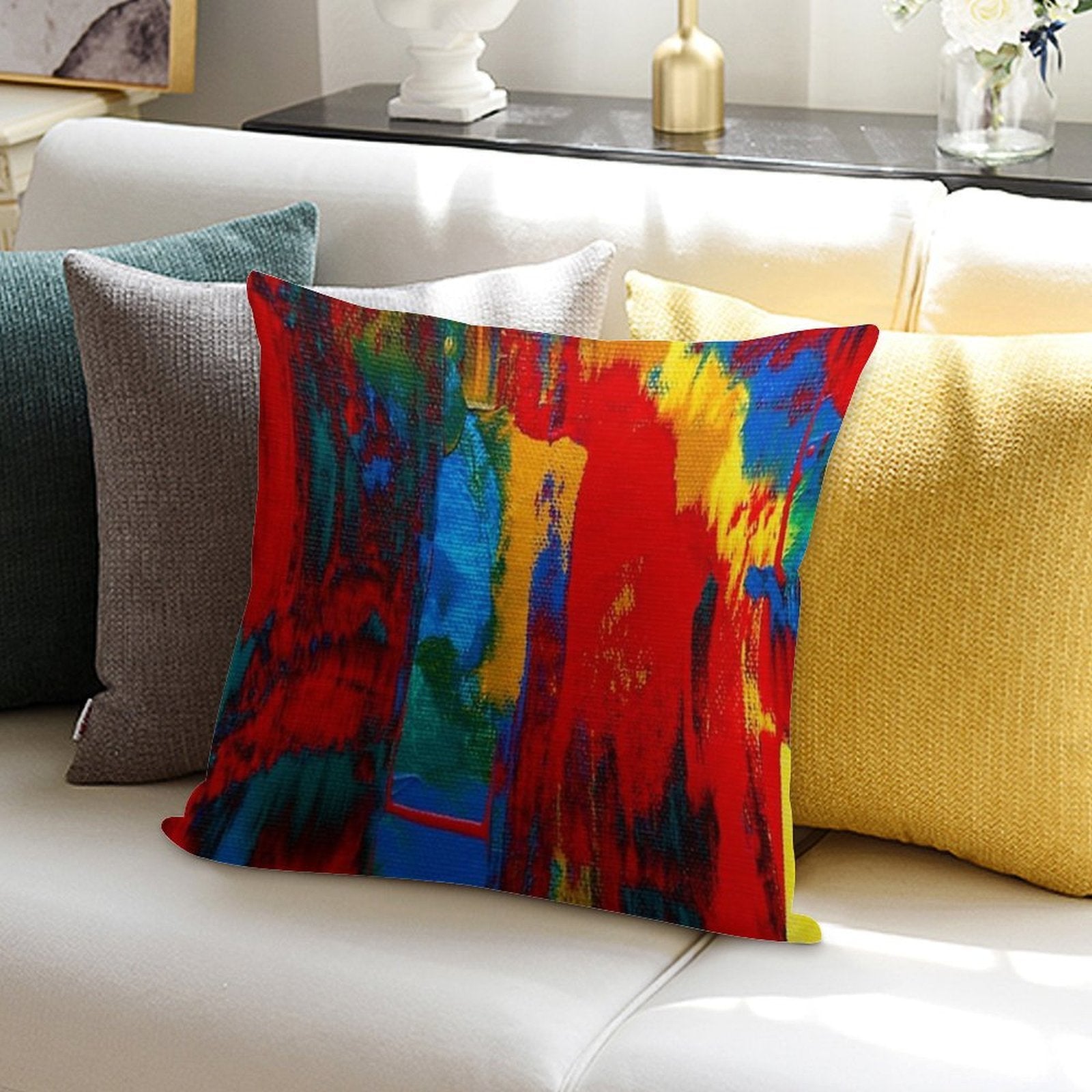 Bright Bold Colorful Abstract Art Soft Ultra-Soft Texture Throw Pillow