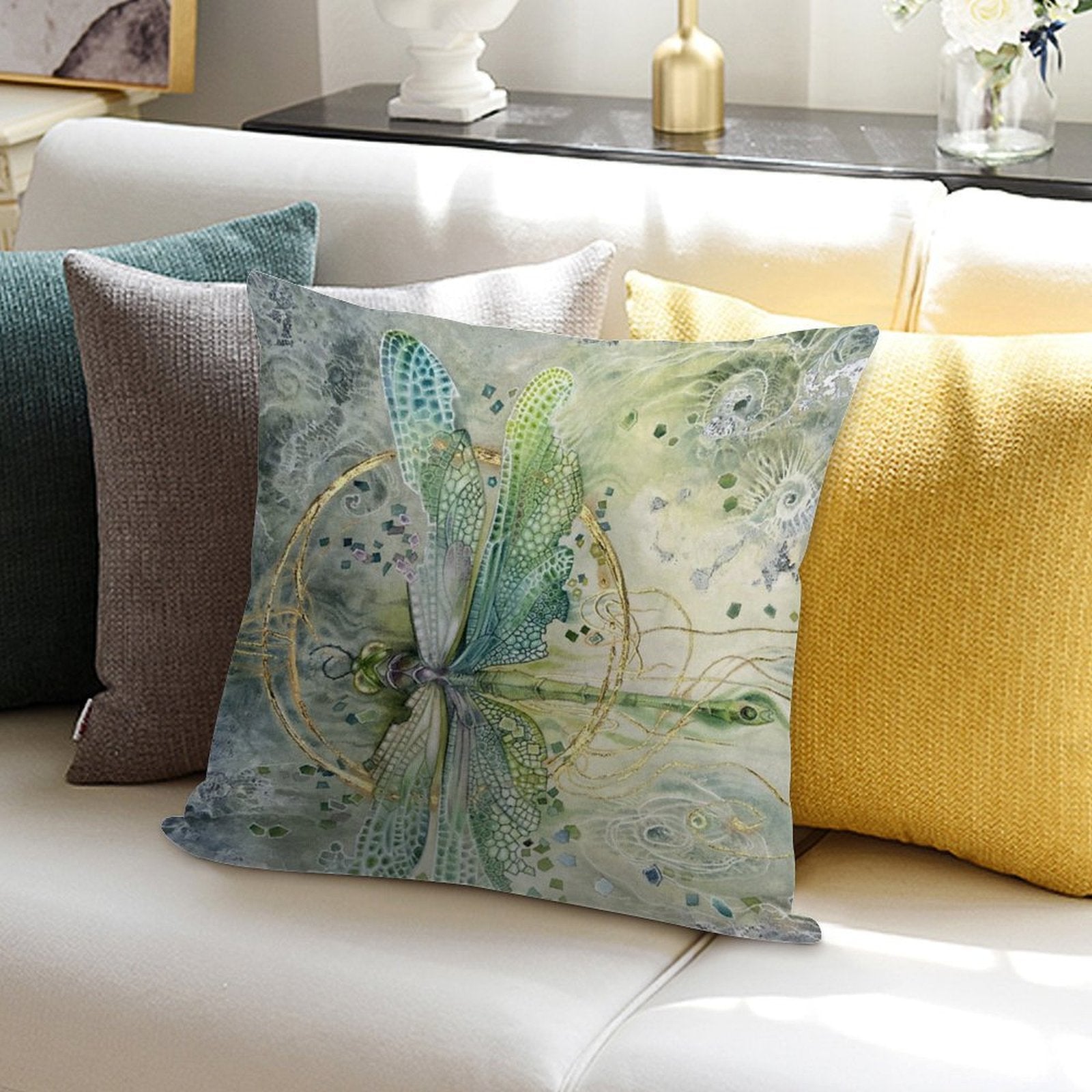 Beautiful Enchanted Dragonfly Soft Skin-Friendly Throw Pillow