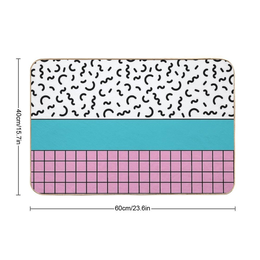 Memphis Pattern 68 - Retro 90s  80s  Absorbent Bath Mat