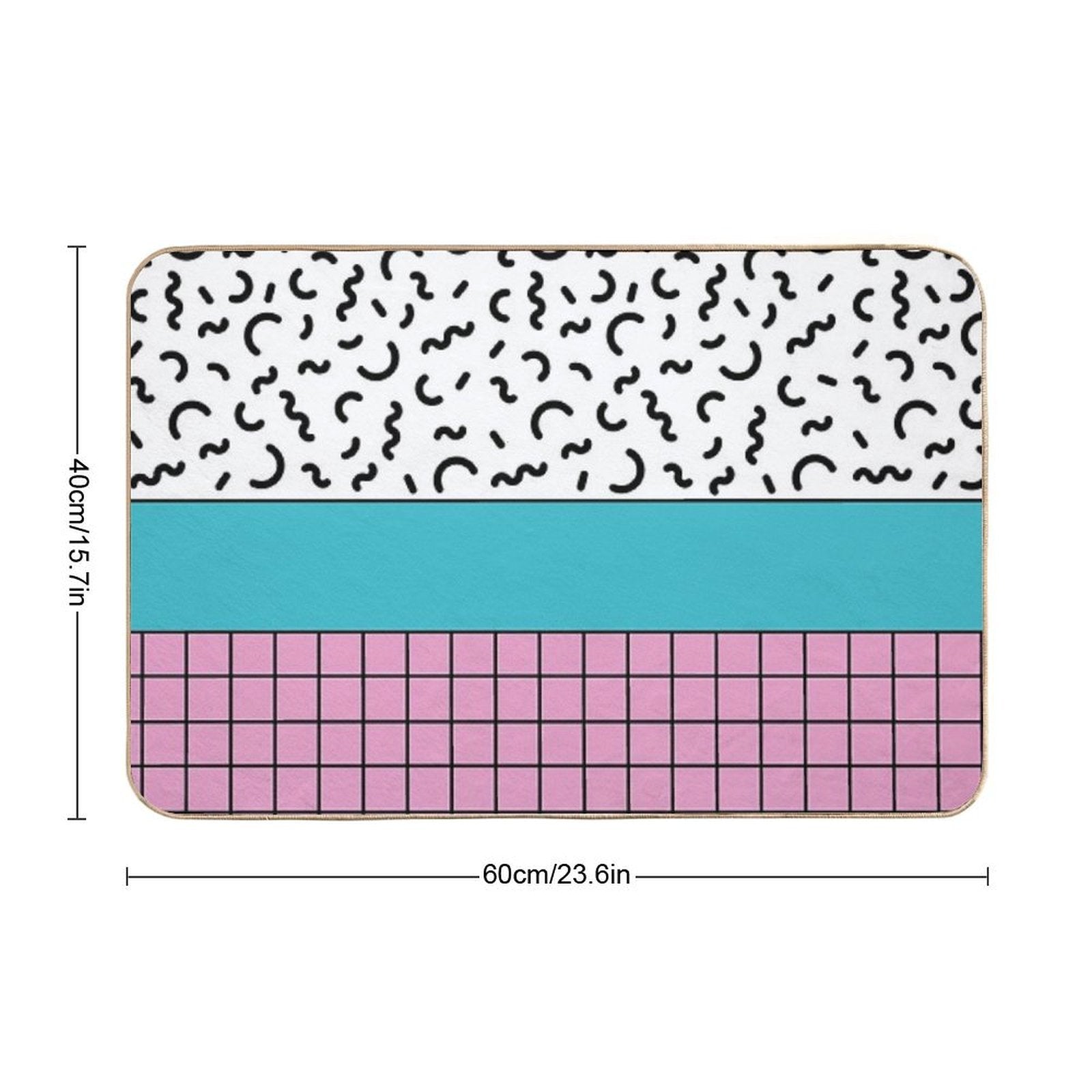 Memphis Pattern 68 - Retro 90s  80s  Absorbent Bath Mat